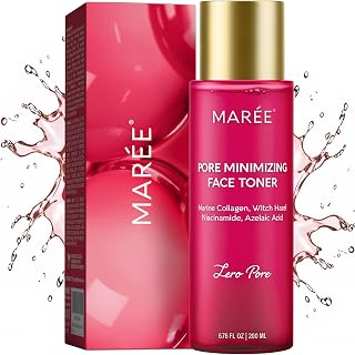 MAREE Pore Minimizer Toner: Witch Hazel with Niacinamide & Marine Collagen - Alcohol-Free Exfoliating BHA Toner for Oily Skin Pores
