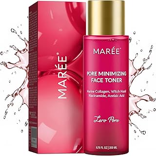 MAREE Pore Minimizer for Face Toner – Witch Hazel Toner with Niacinamide & Marine Collagen – Gentle Exfoliating Oil Control Facial Toner for Women – BHA Liquid Exfoliant – Alcohol Free Tonico Facial