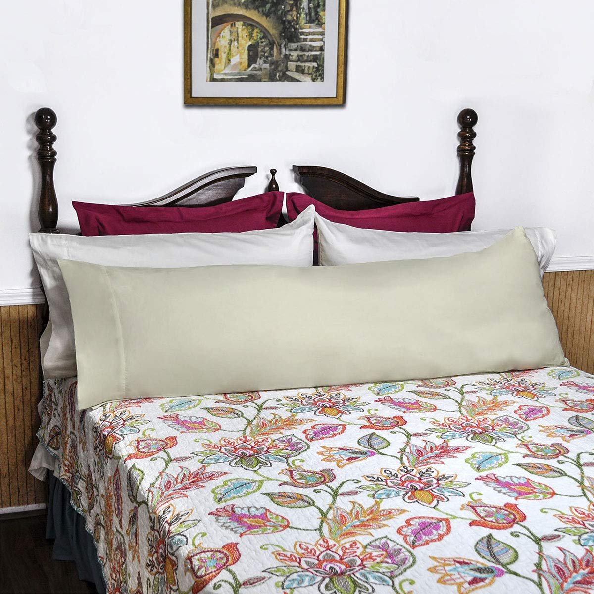 Body Pillow Pillowcase 300 Thread Count 100% Cotton Color: IVORY by AB Lifestyles