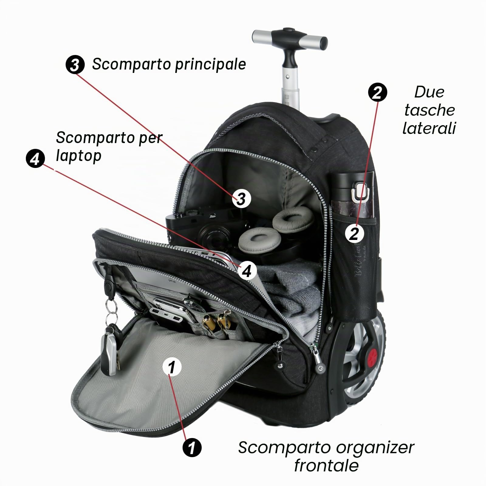 Hivexagon Borsa a rotelle per laptop, Zaino con Ruote per Computer Portatile: Impermeabile, Elegante e Durevole, Perfetto per Viaggi Studenteschi e Turismo