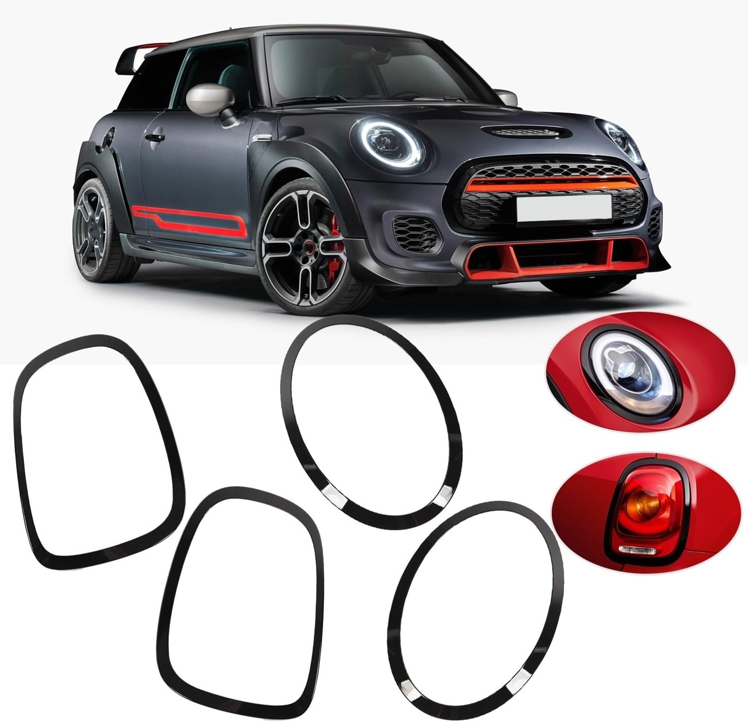 Fashion Taillight Trim Headlight Bezel Glossy Black Headlight Taillight Surround Cover Trims Compatible For F55 F56 F57 One S JCW 2014+
