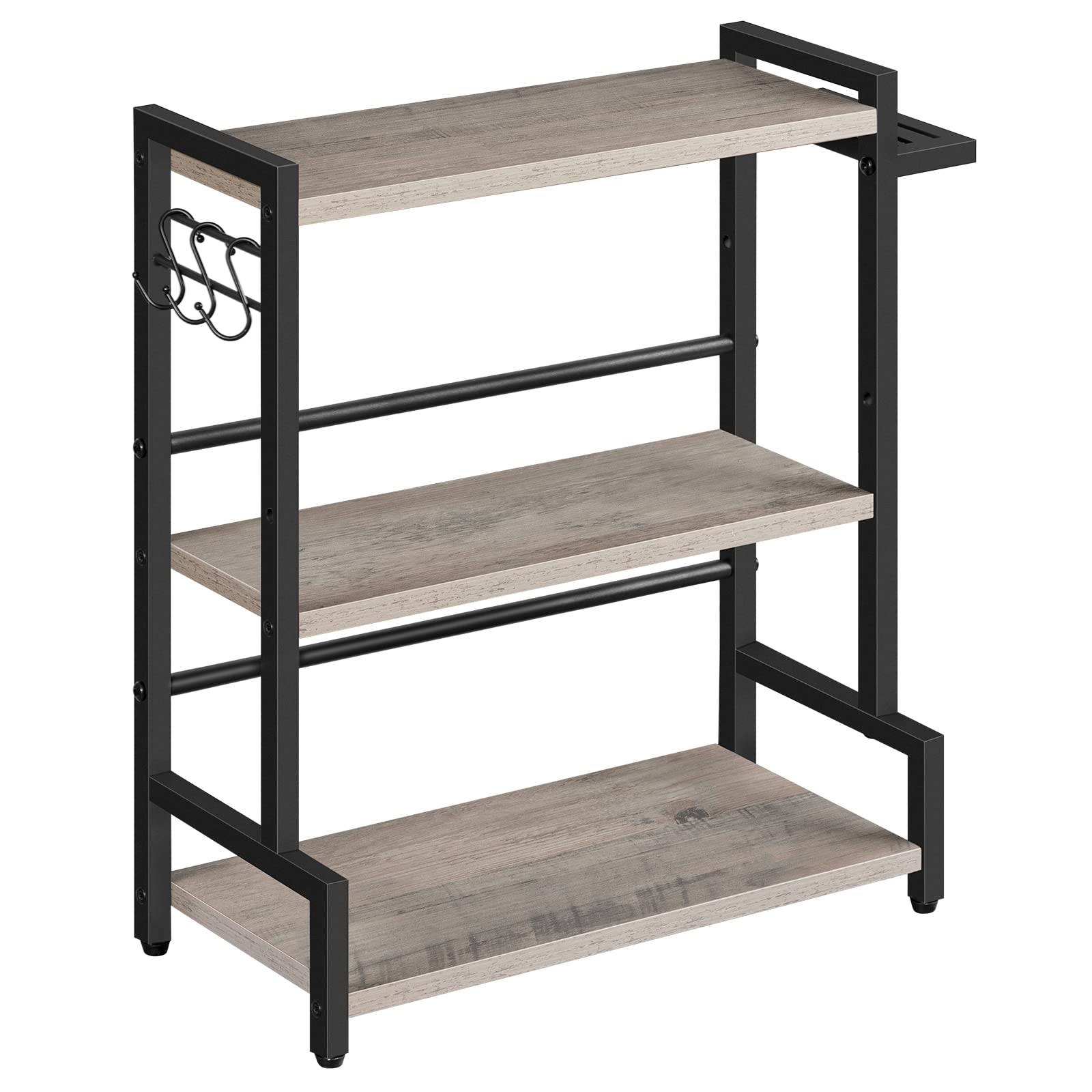 HOOBRO Gewürzregal, Küchenregal mit 3 Haken, Gewürzständer mit Messerhalter, Schreibtisch Organizer, Verstellbare Füße, für Esszimmer, Küchen, Badezimmer