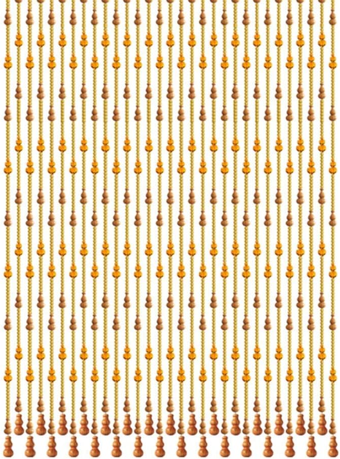 OKUOKA Curtains Bead Curtain Crystal Gourd Solid Wood Antiseptic Cut Off Living Room Decoration Hanging Curtain, Multiple Sizes Customizable (Color : Yellow, Size : 100x176cm-29 Roots)