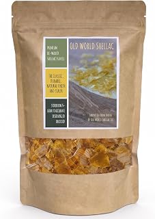 De-Waxed Blonde Shellac Flakes 1 lb. (16oz.) | Light amber finish, fine woodworking, antique repair, blocks pitch & odors, French polish, instrument finishing, non-toxic