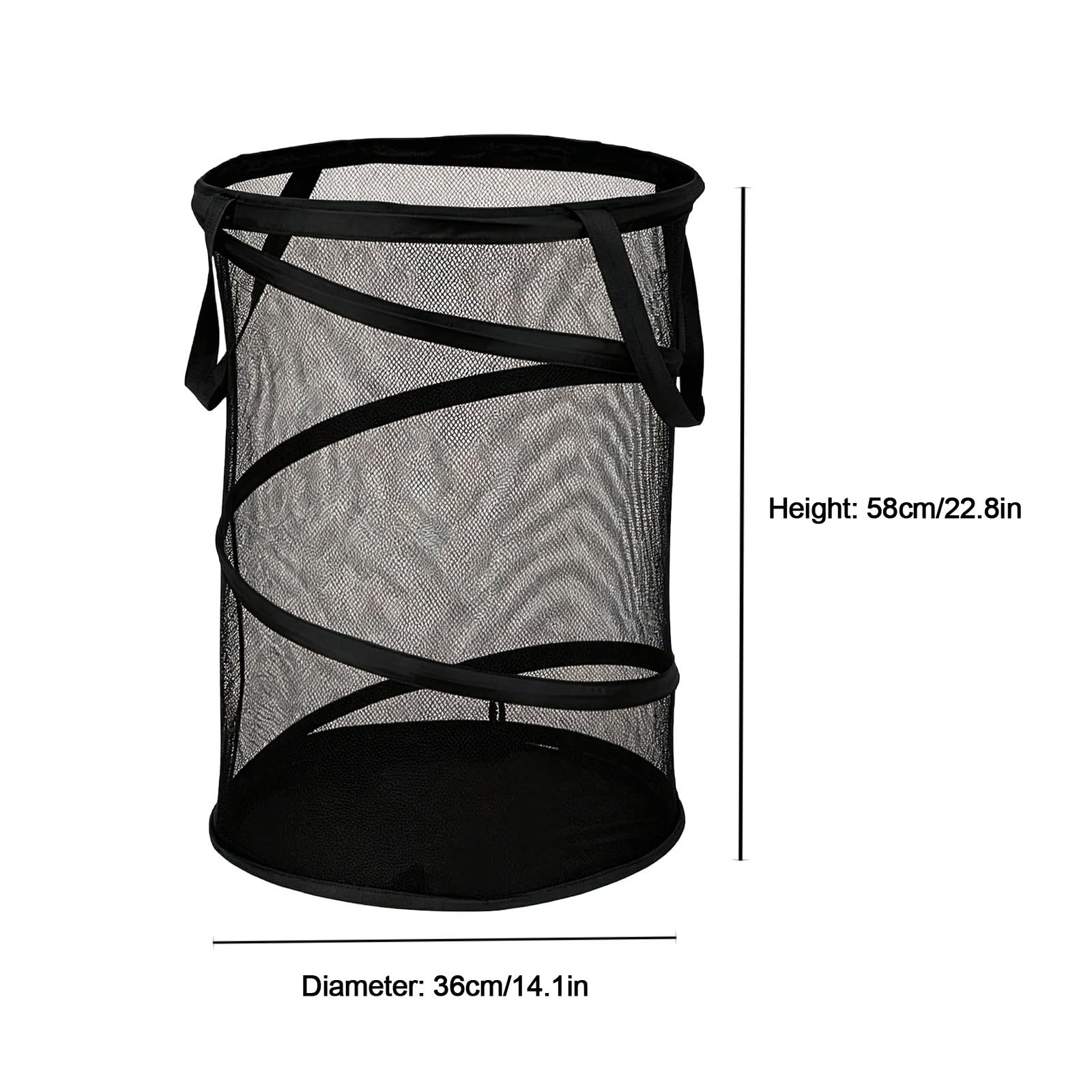 Cesto Biancheria Pieghevole in Mesh, Cesto Rotondo Cilindrico