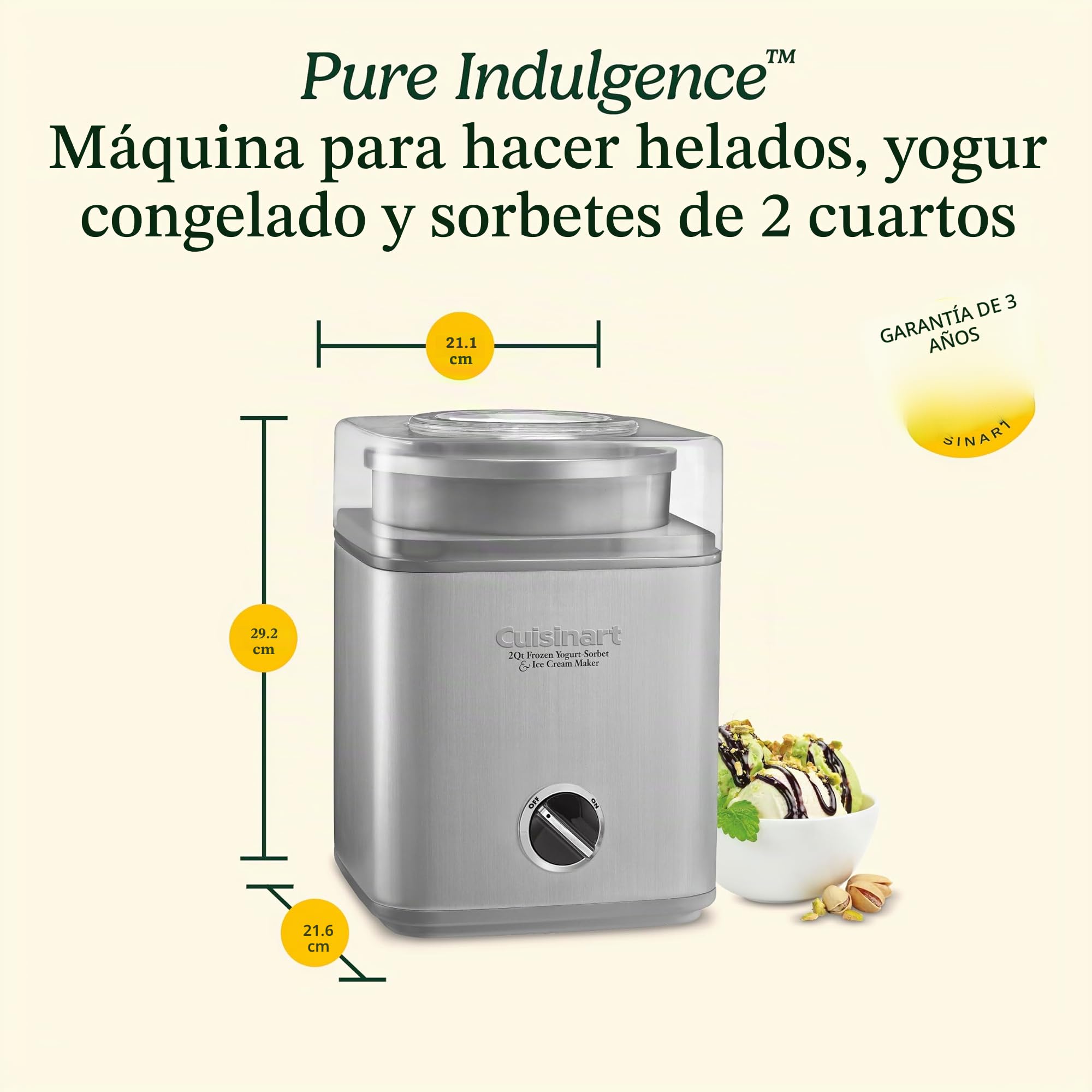 Cuisinart Pure Indulgence Yogur Helado Sorbet & Ice Cream Maker