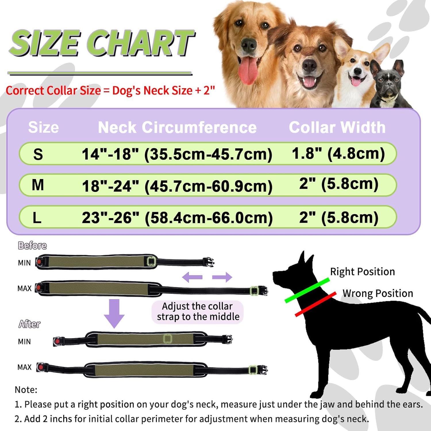 Martingale No Pull Dog Collar for Large Medium Dogs Training Walking, Heavy Duty Nylon Reflective Adjustable Anti Pull Slip Collar with Buckle M Army Green