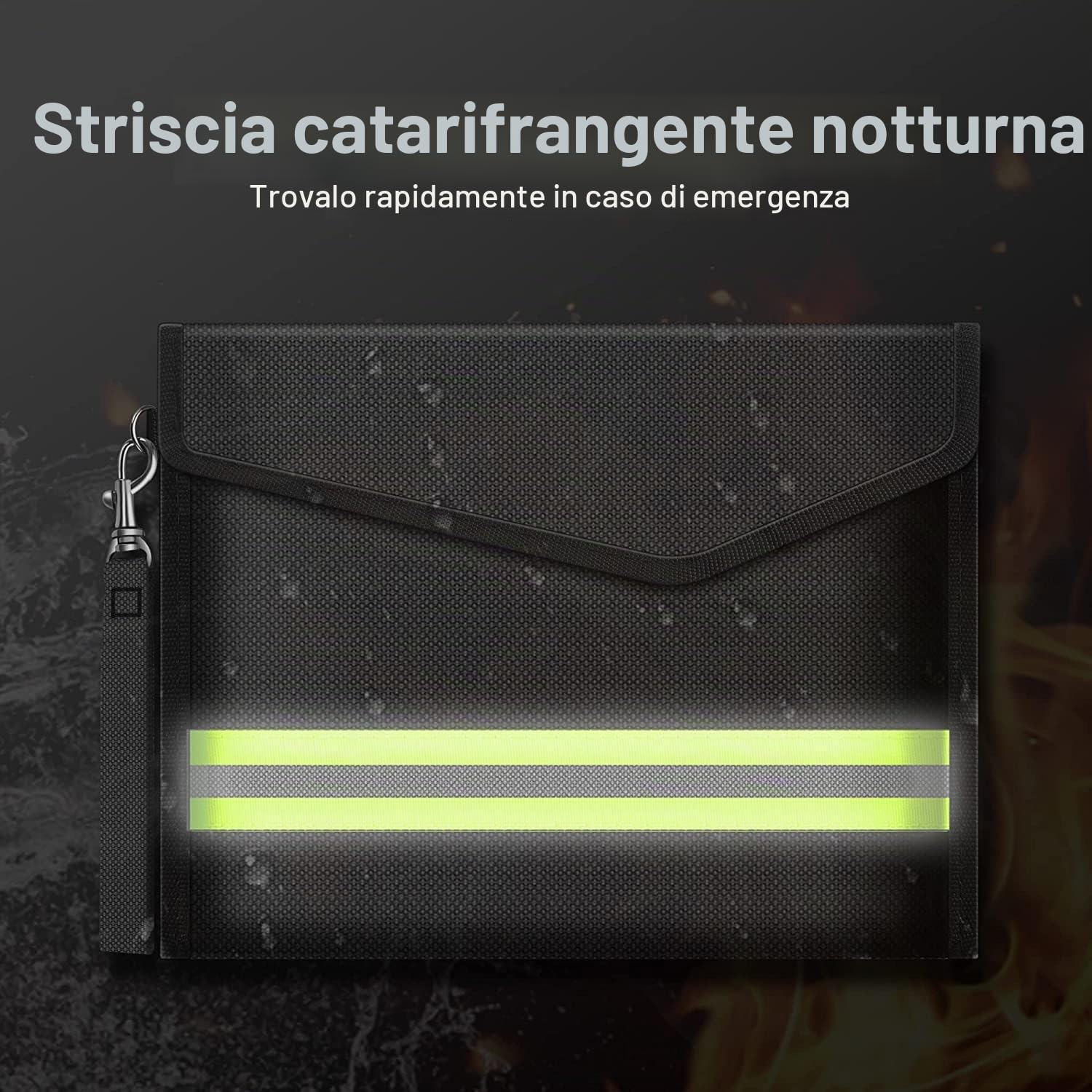 Borsa per documenti ignifuga impermeabile e ignifuga 20 x 14 cm，4 pezzi Sacchetto Antincendio Impermeabile, per documenti, denaro, passaporto, file bancari e contanti