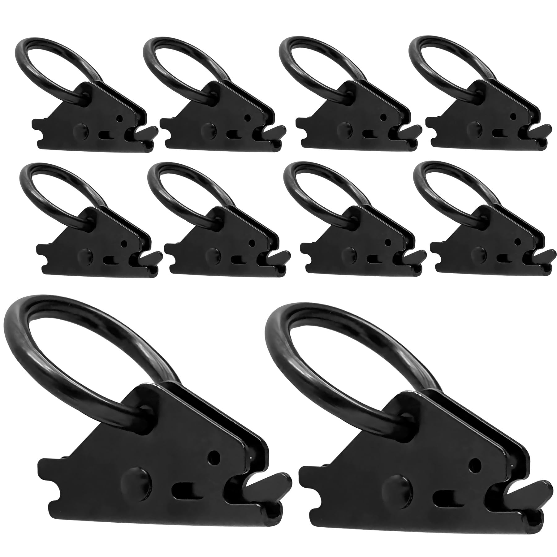 10 Pcs Black E-Track O Ring, Steel E Track Tie Down Anchors Secure for Trailers Flatbeds Pickup Trucks