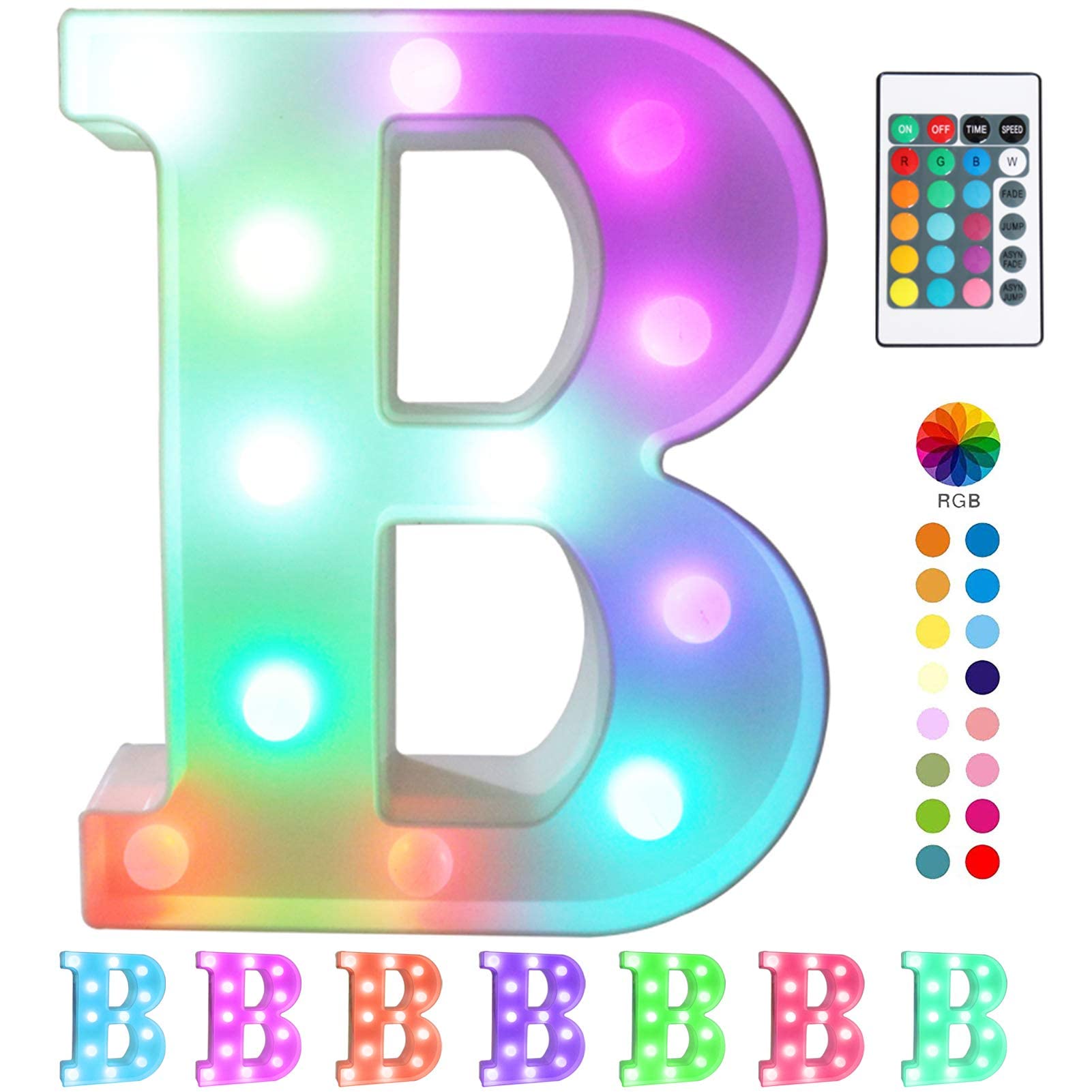 Pooqla Colorful LED Marquee Letter Lights with Remote – Light Up Marquee Signs – Party Bar Letters with Lights Decorations for The Home - Multicolor B