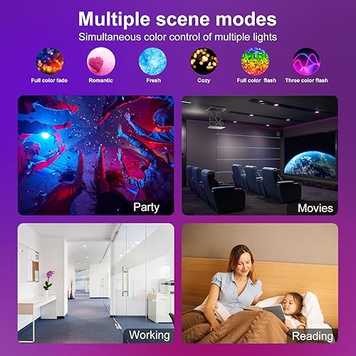 Miniatura 5 de Luces LED negras de 56 pulgadas que cambian de color, paquete de 12 luces LED empotradas, 13 W, 1050 lm, luz empotrada inteligente, compatible con