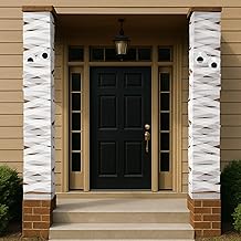 Motiskyy 6 Pcs Halloween Front Door Decor Porch Decorating Mummy Wrap Outdoor Indoor Kit with Large Googly Eyes Crepe Paper for Door Cover Party Supplies DIY