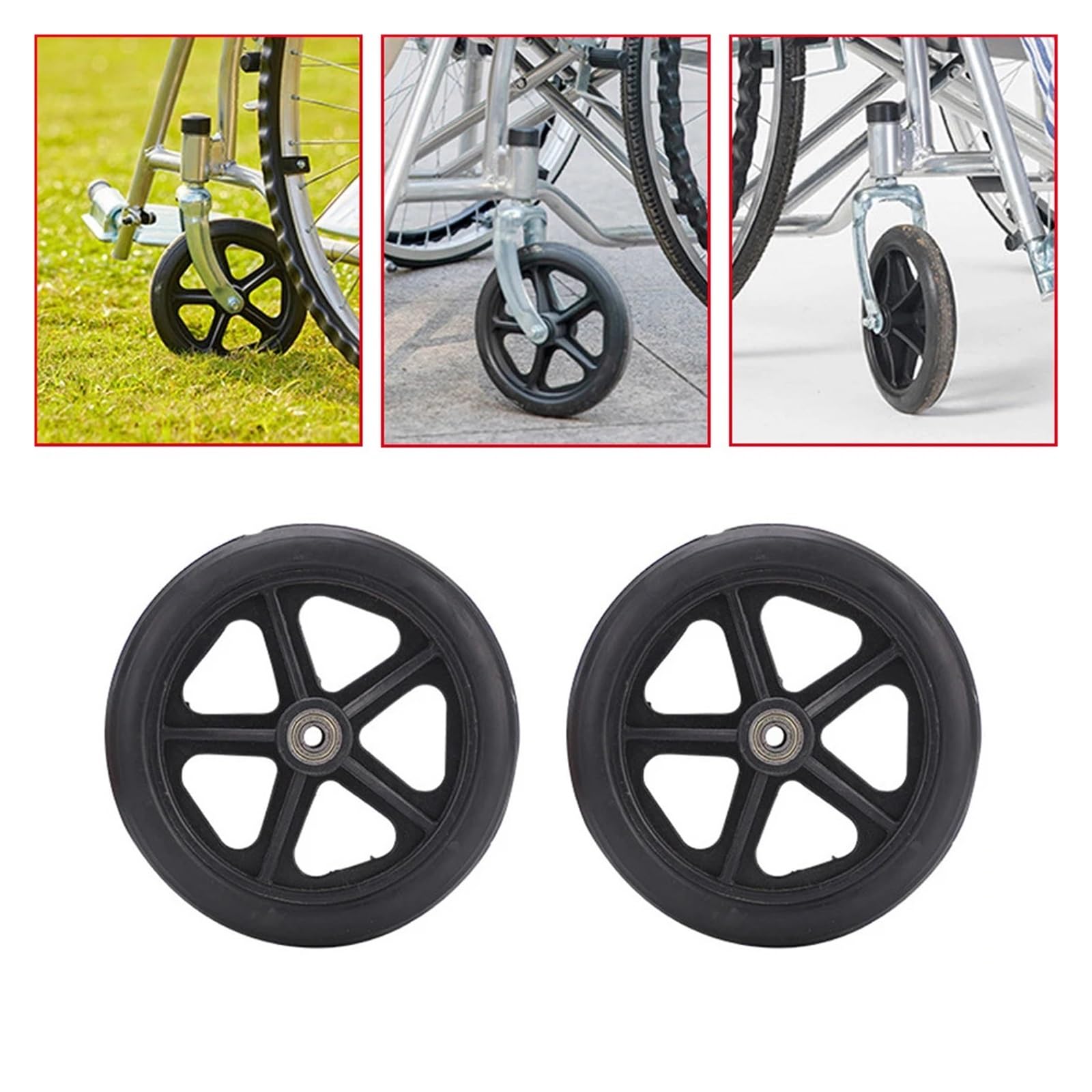 Amazon | 1/2個 6/7/8インチ 車椅子用交換ホイール 歩行器 椅子用 ゴム