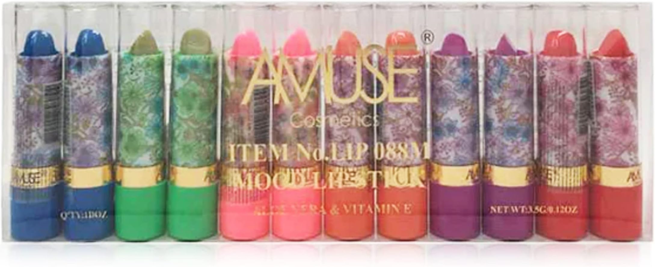 Princessa Aloe Mood Lipstick 12 Assorted Lipsticks