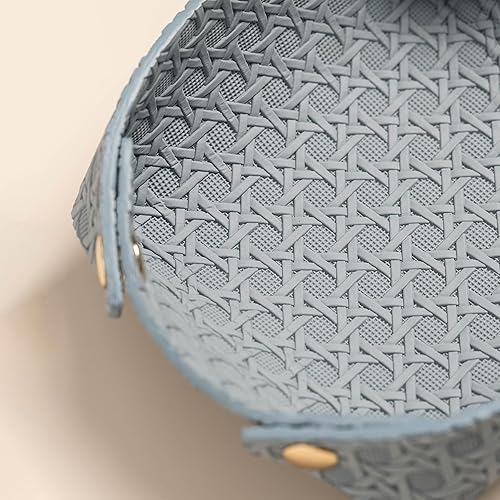 Miniatura 3 de OLETHA Plato estético pequeño para joyería, pequeño soporte plegable para anillos, diseño de celosía, azul ceniza