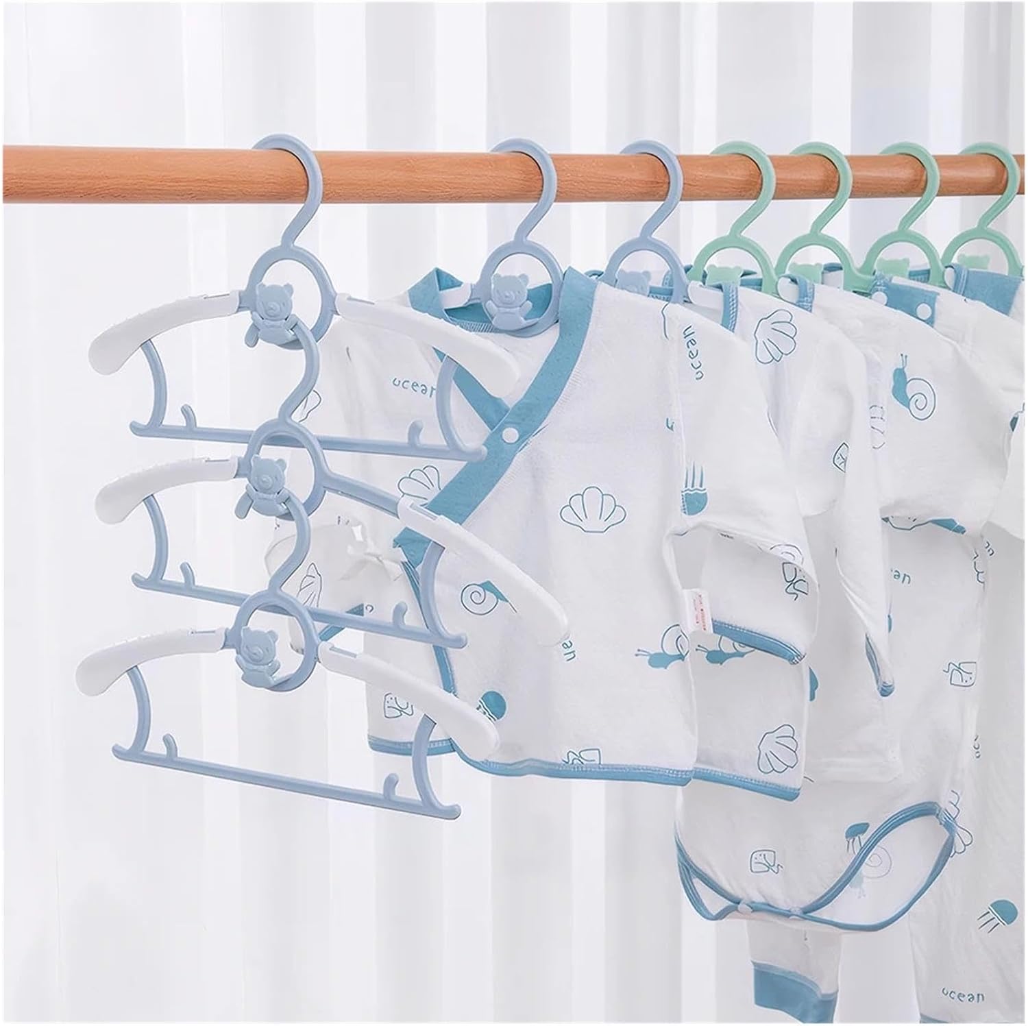 10Pcs Extendable Kids Clothes Hanger Space Saving Pants Coat for Girl(Gray)