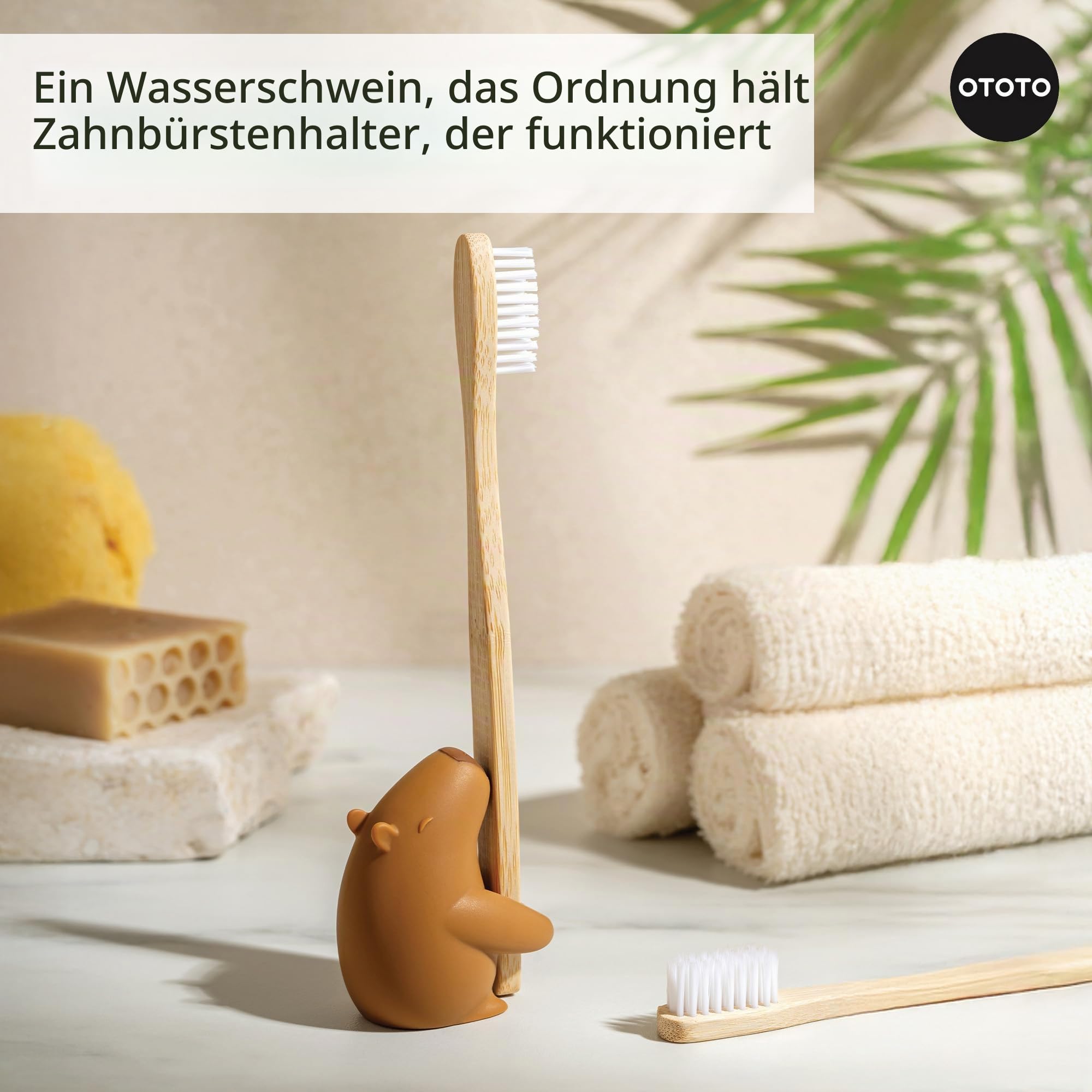 OTOTO Capybrush – Niedlicher Capybara Zahnbürstenhalter für das Badezimmer – Lustige Wasserschwein Deko & Geschenkideen für Erwachsene – Zahnbürstenständer & Schreibtisch-Organizer – Silikon
