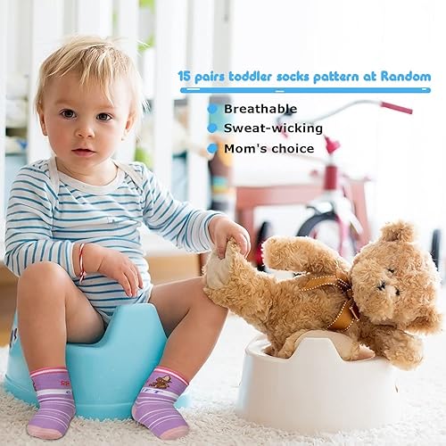 Miniatura 3 de SkiBeaut Calcetines antideslizantes para niños y niñas de 1 a 7 años, 12 pares de calcetines para niños y niñas