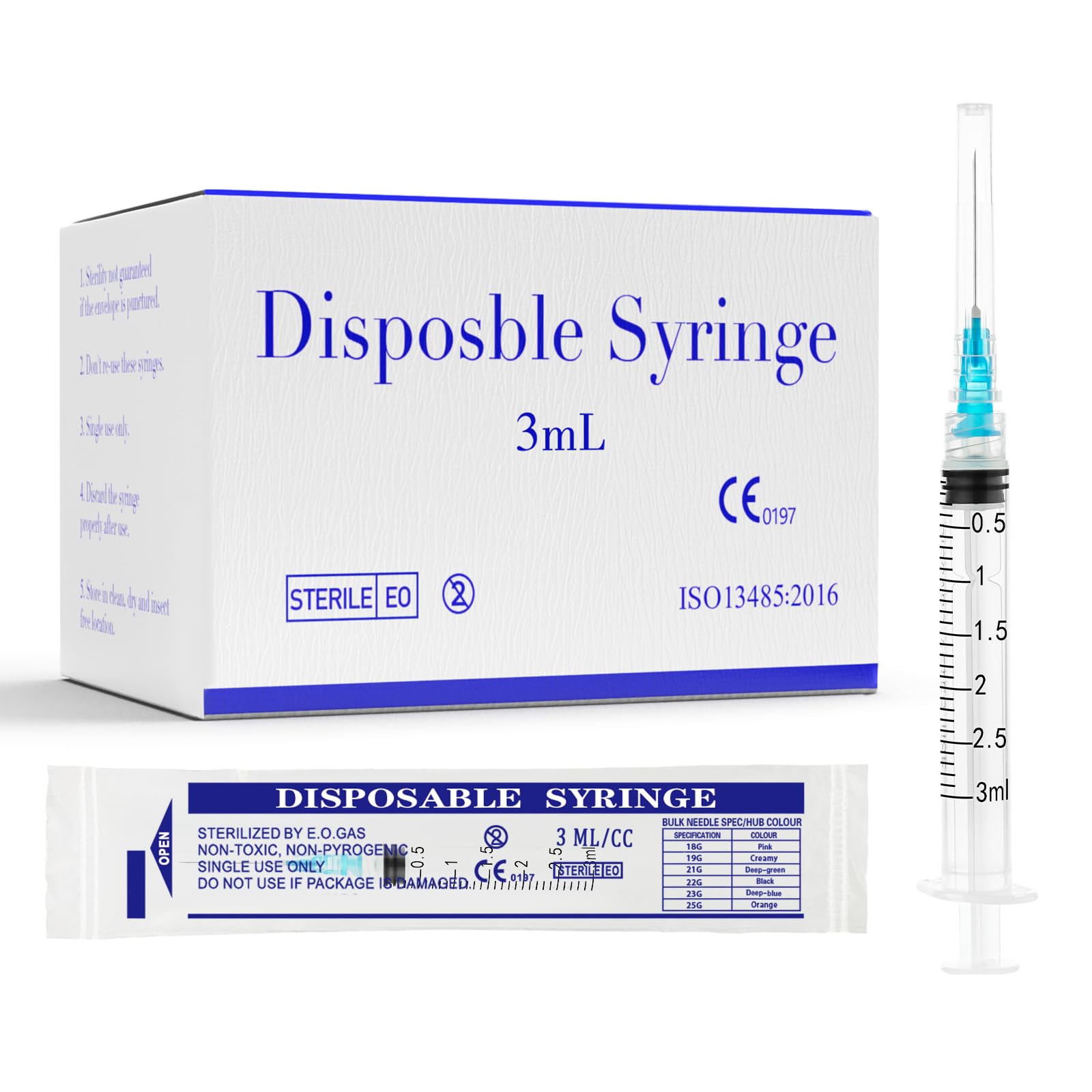 1ml Syringe with 27Ga 1/2inch Needle, 1cc Luer Lock Syringe, Pack of 100 — Amazon image 9
