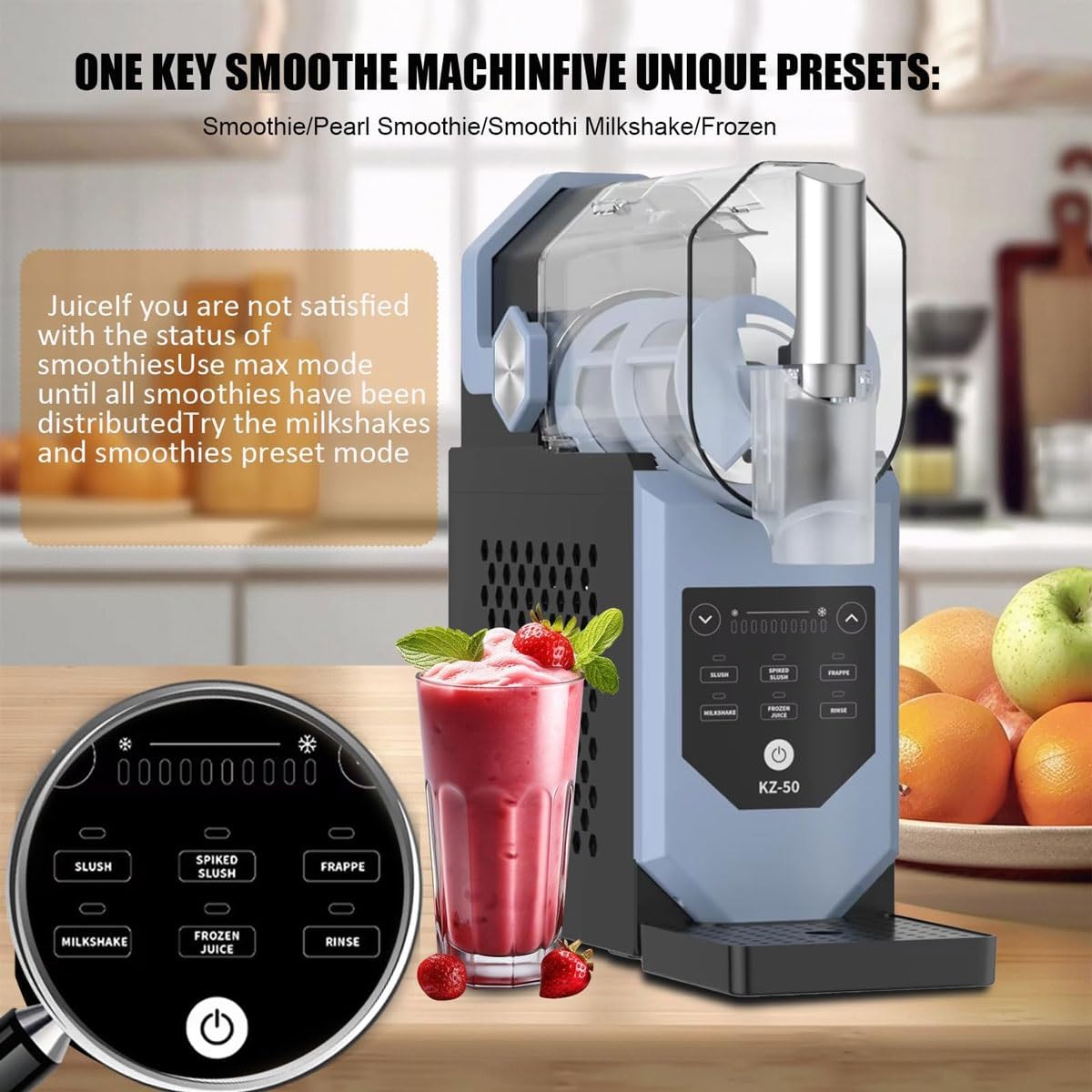 Máquina profesional de granizado con 5 programas preestablecidos, pantalla LED, función de autolimpieza, ideal para hacer bebidas congeladas y helados suaves en restaurantes, hogares, cafeterías y