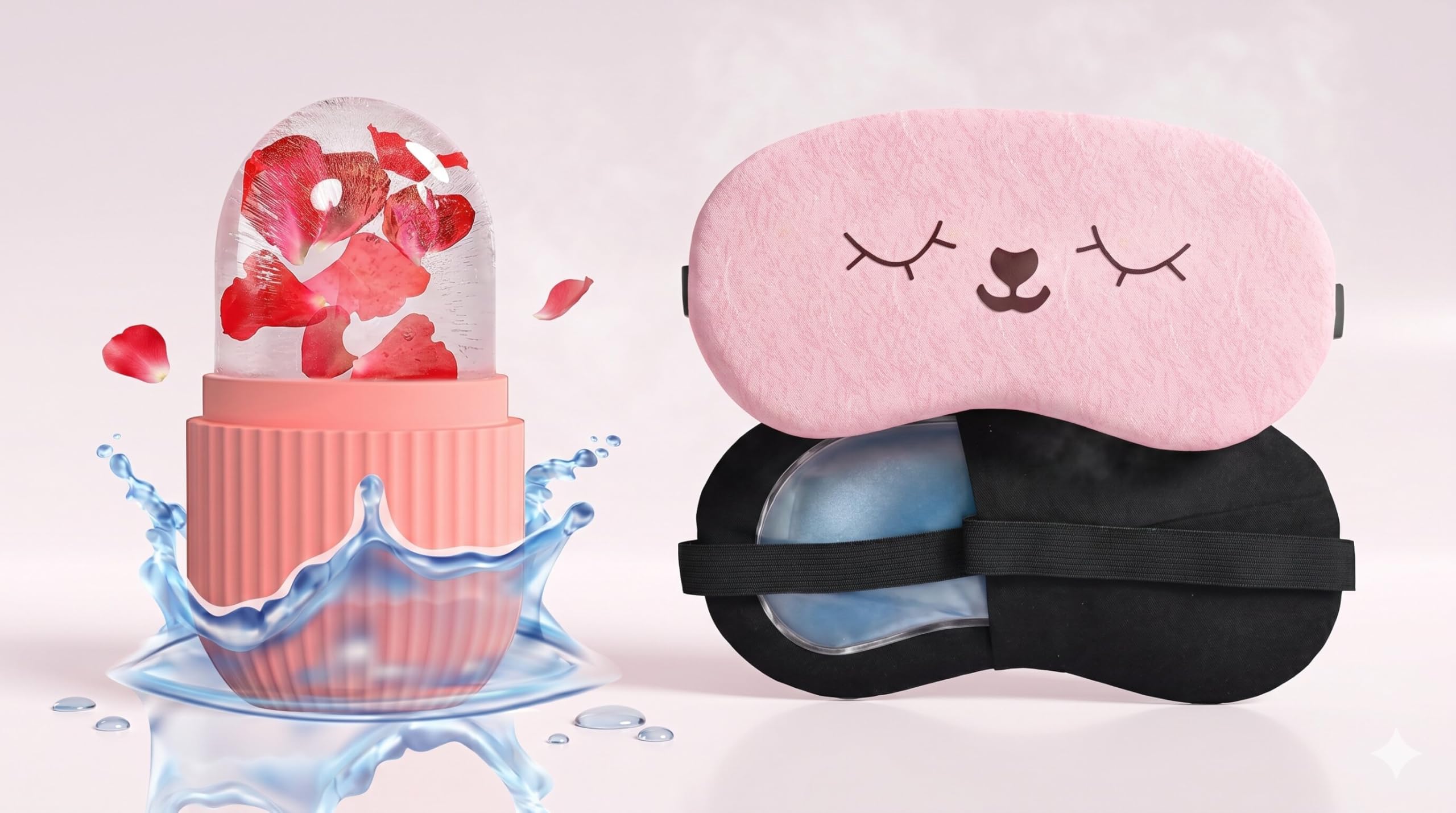 Aesthetic Skincare Tools Gift Bundle | DIY Ice Roller Face Massager Mold & Soothing Gel Eye Patch Set for Luxury Self-Care Routine-image-25