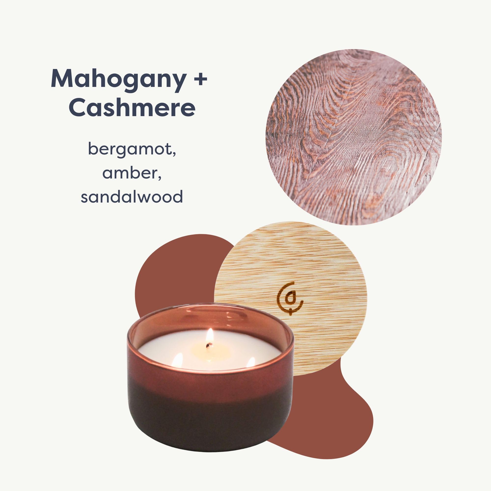 Calyan Wax Co. 3 świece knotowe, seria odporności, mahoń + świeca zapachowa kaszmiru, czas palenia 30+ godzin, 3 świece sojowe knotowe, nietoksyczny i wegański wosk sojowy, szklane świece zapachowe