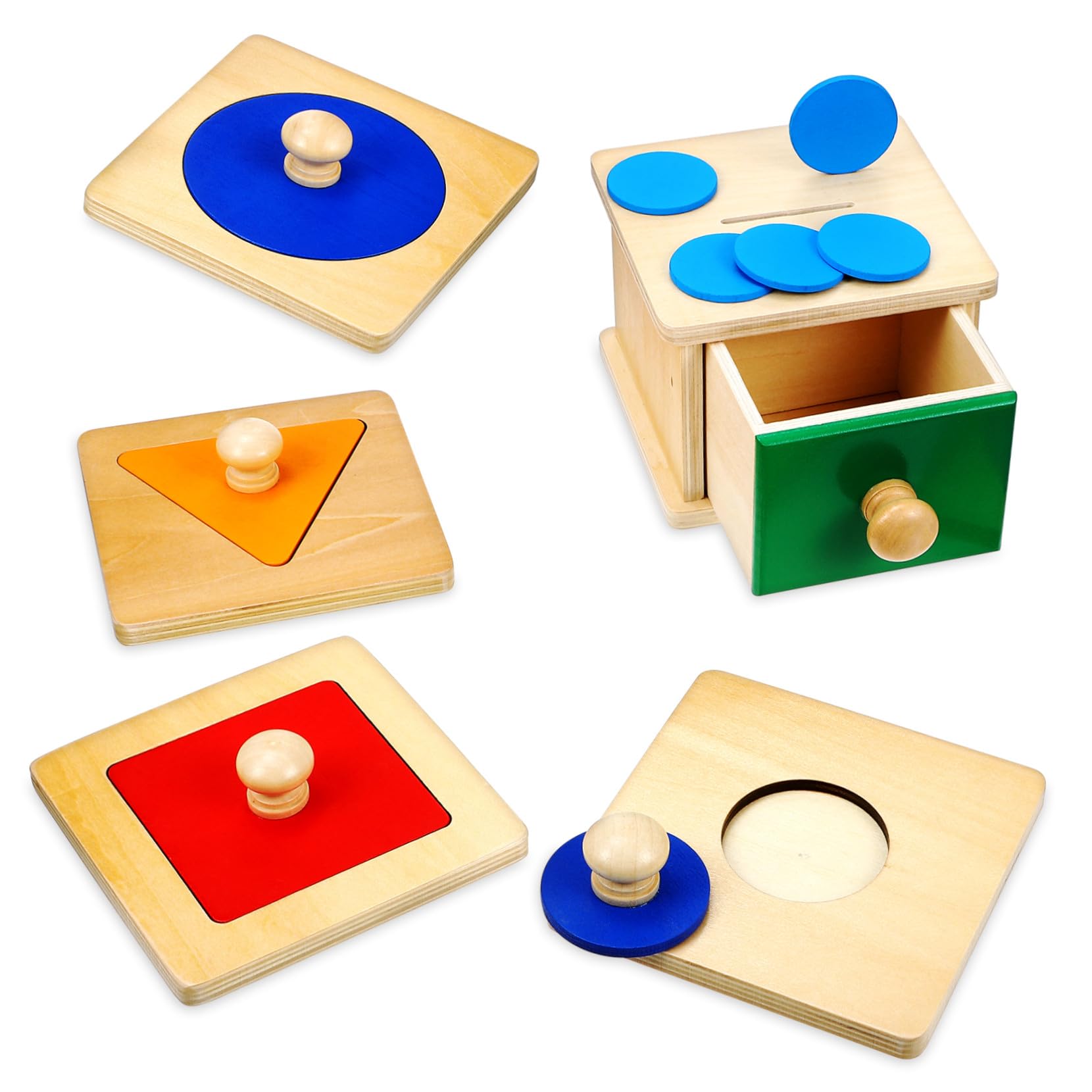 FRCOLOR 2juego Caja de Monedas con Panel Geométrico para Juguetes de Madera Juguetes para Pequeños para Uso Casa o Guardería