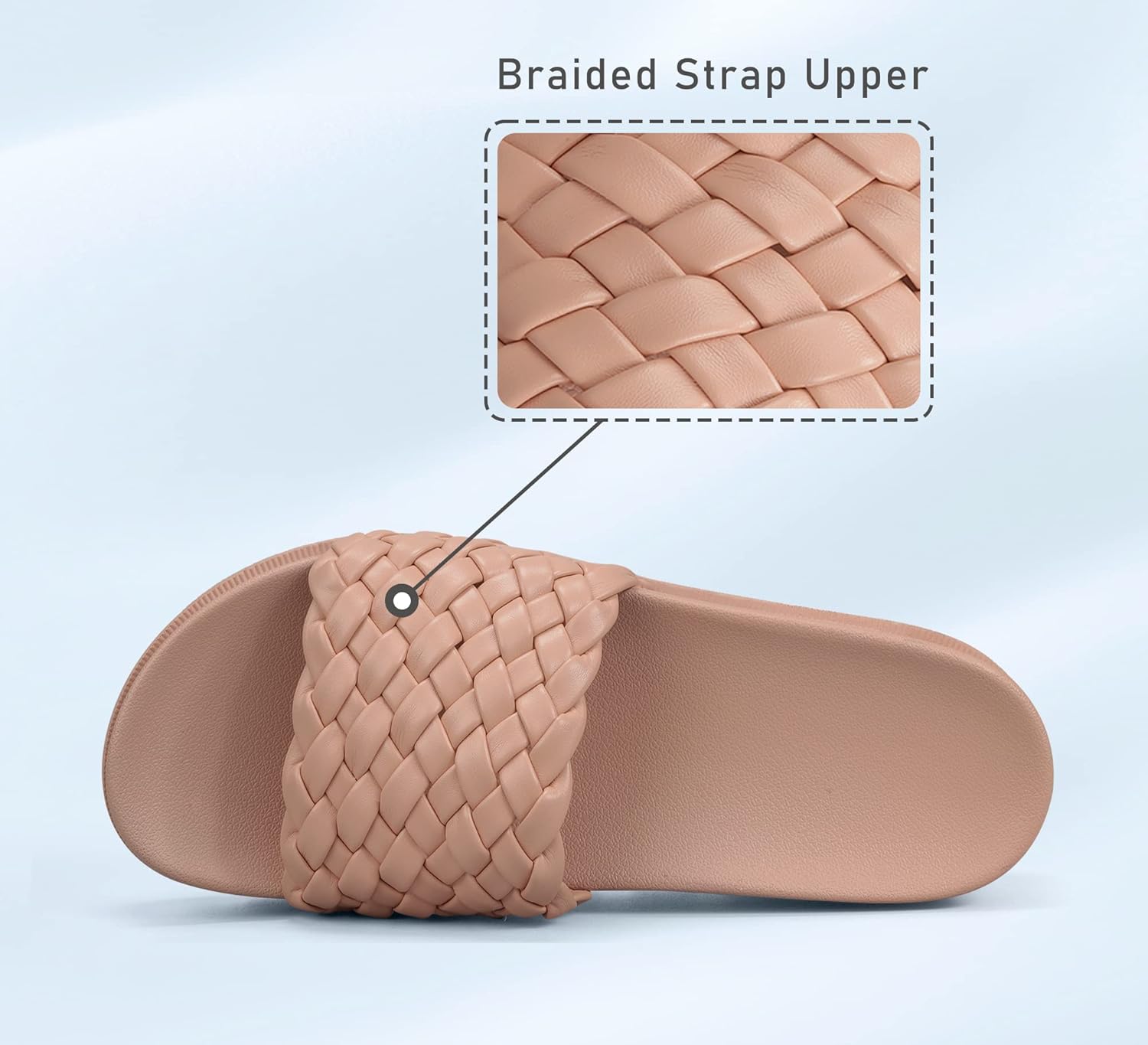 LUCKY STEP Women's Platform Sandals Braided Strap Flatform Slide Open Toe Casual Summer Beach Outdoor Wedge Woven Belt Slipper - Image 4