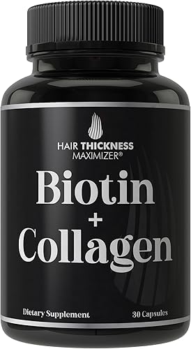Suplementos de biotina y colágeno, 10000 mcg de biotina + colágeno bovino avanzado 2 en 1 crecimiento del cabello + complejo de vitaminas