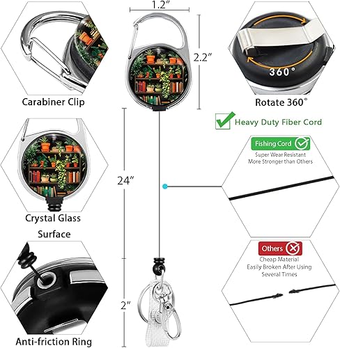 Miniatura 10 de Be Kind Positivity - Carrete retráctil de alta resistencia con mosquetón giratorio de 360 bonito soporte de insignia de identificación de arcoíris