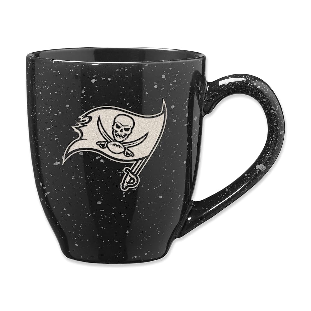 Rico Industries NFL Football Tampa Bay Buccaneers Alternate 16 oz Team Color Laser Engraved Speckled Ceramic Coffee Mug