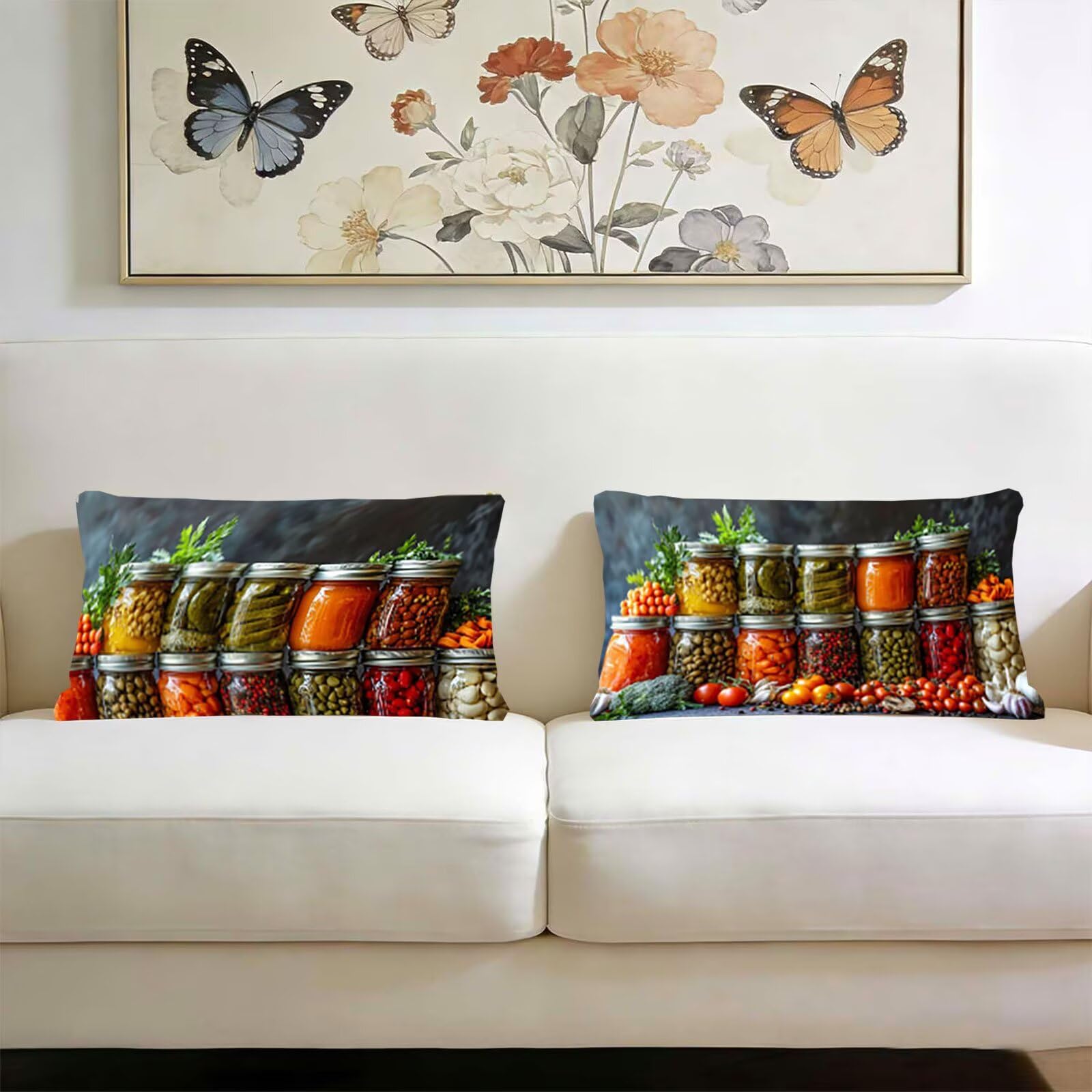 Set di 2 Federe per Cuscini in Velluto 50 x 70 cm Bottiglia Di Vetro Senza Inserto，Cerniera Invisibile Verdure Retangolo Cuscini per Divano Federe Cuscino letto，per Uso Interno Decorativa j0l-80