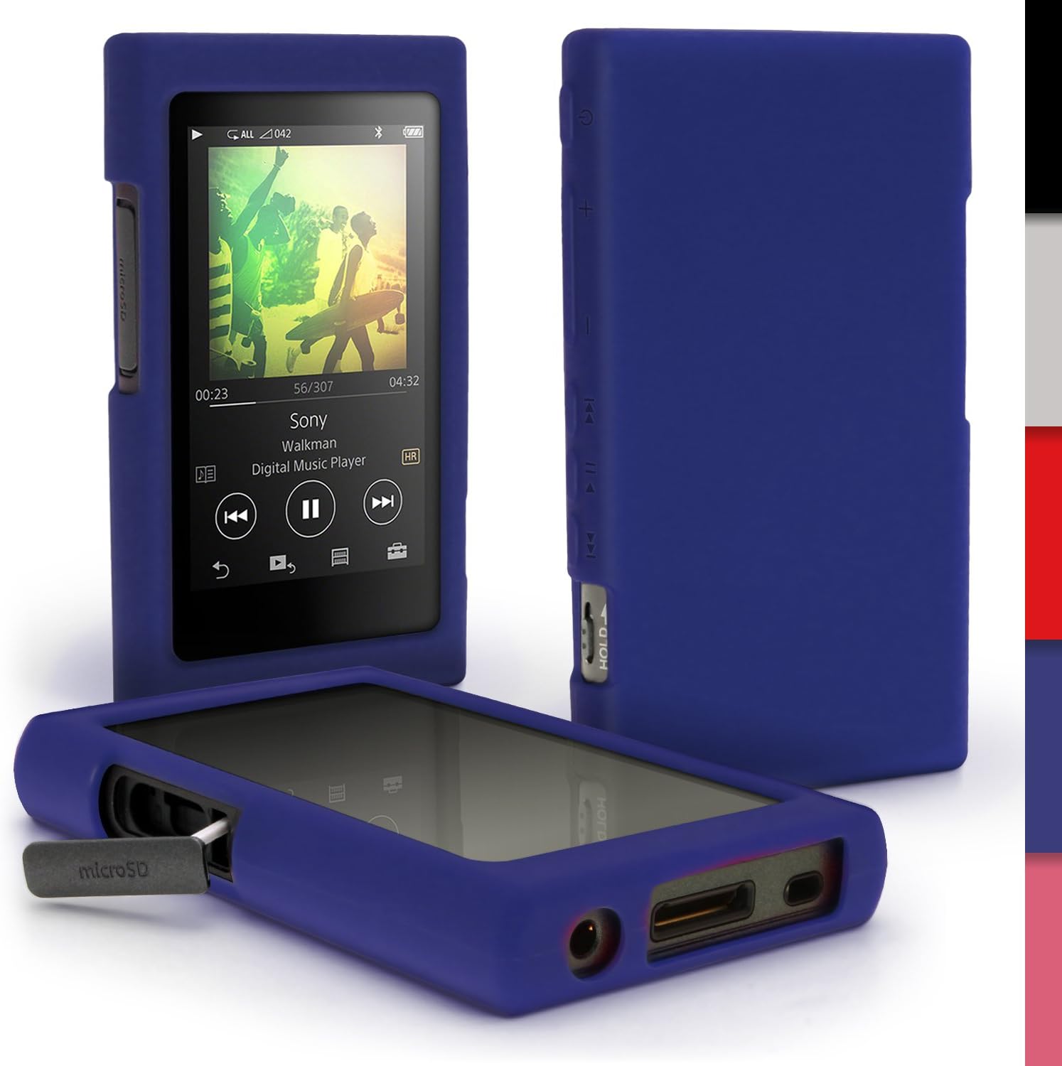 iGadgitz U6410 Silicone Skin Case Cover with Screen Protector Compatible with Sony Walkman NW-A35, NW-A40 and NW-A45 MP3 Players - Blue : Cell Phones & Accessories