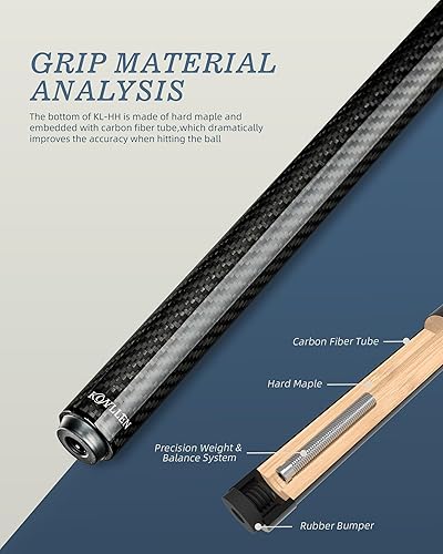 Miniatura 7 de KONLLEN Break Cue  58" 20oz Heavy Carbon Fiber Break Pool Cue, 13mm Phenolic Tip, 2-Piece Professional Design
