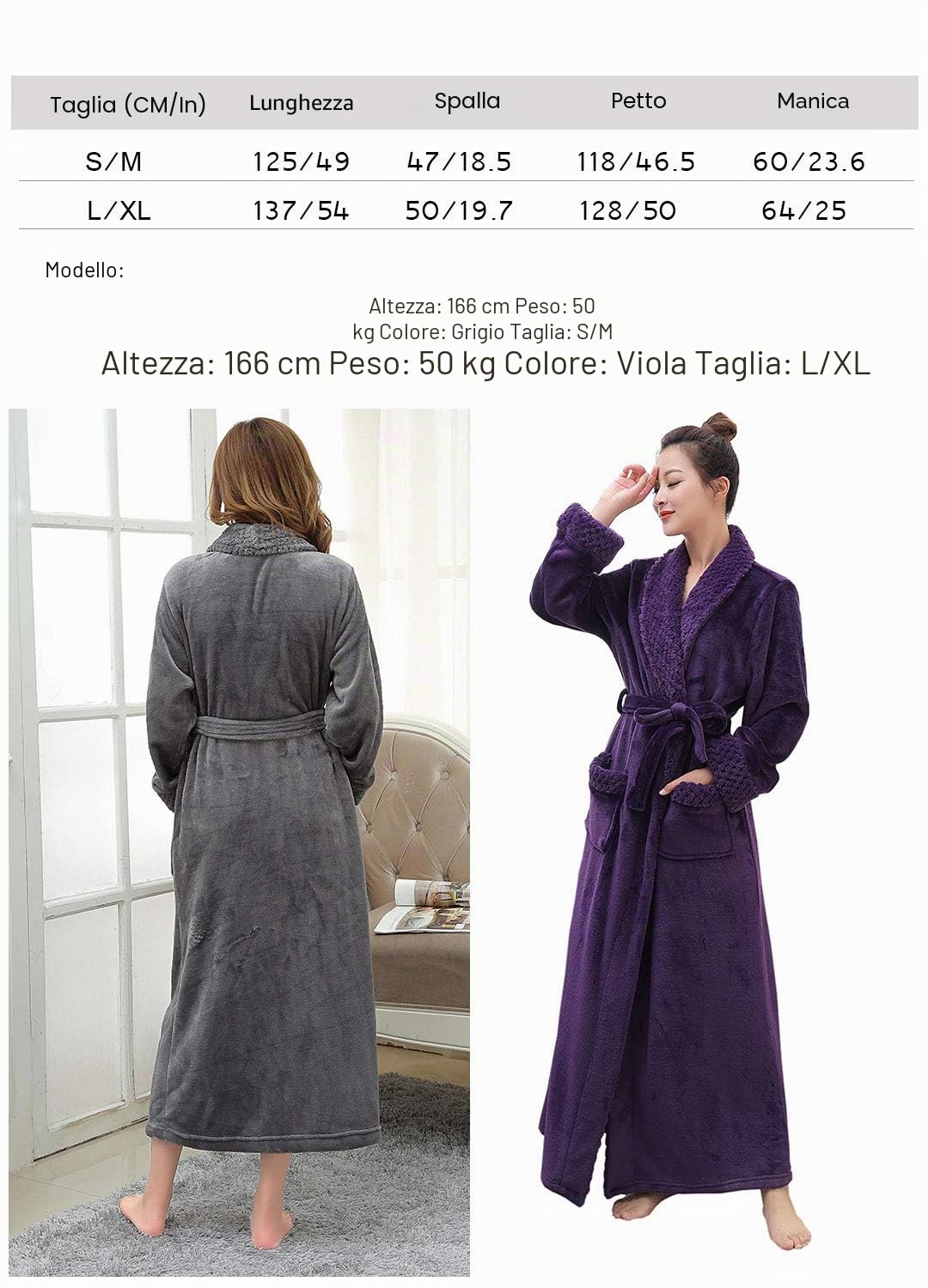 PUTUO Vestaglia Donna Invernale Lunga: Accappatoio Donna in Microfibra Caldo Elegante per Inverno