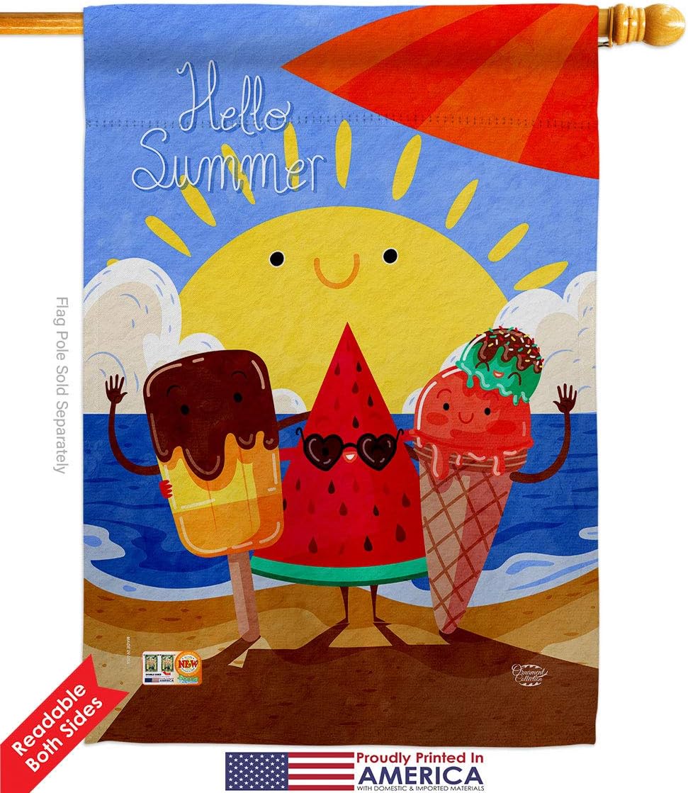 Summer Buddy House Flag Summertime Fun and Sun Beach Pool Luau Tropical Party Season Outdoor Sunny Small Decorative Gift Yard Banner Double-Sided Made In USA 28 X 40