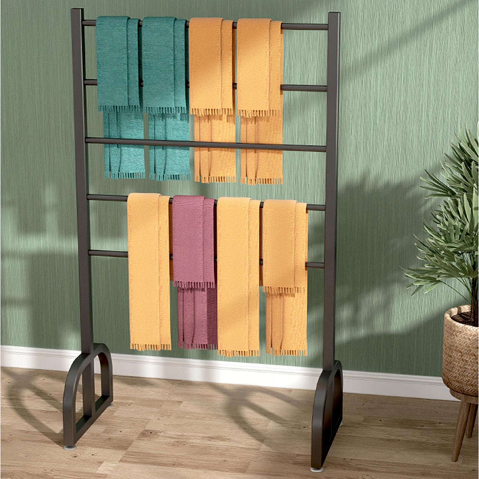 Espositore per Rotoli di Tessuto per pellicole per finestre e Carta da Parati, Portata Massima 150 kg, Versatile Supporto da Appendere per tappetini e cope,Black-150x40x60cm
