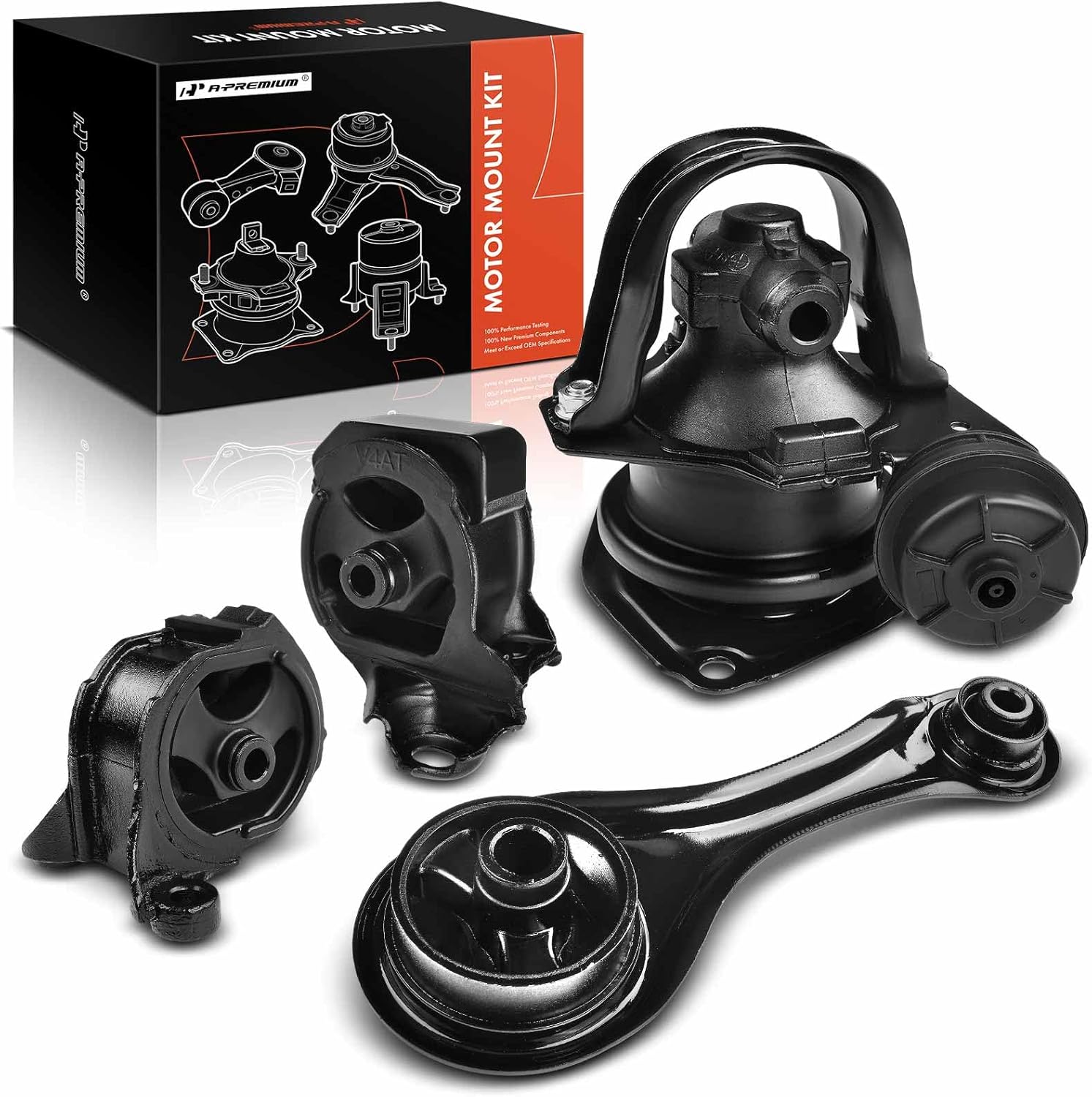 A-Premium 4PCS Engine Motor Mount and Transmission Mount and Torque Strut Mount Set Compatible with Honda Accord 1990 1991 1992 1993 L4 2.2L, Automatic, Replace# 50830SM4A81, 50820SM4020 4PCS (1990-1993 Accord L4 2.2L SOHC Automatic)