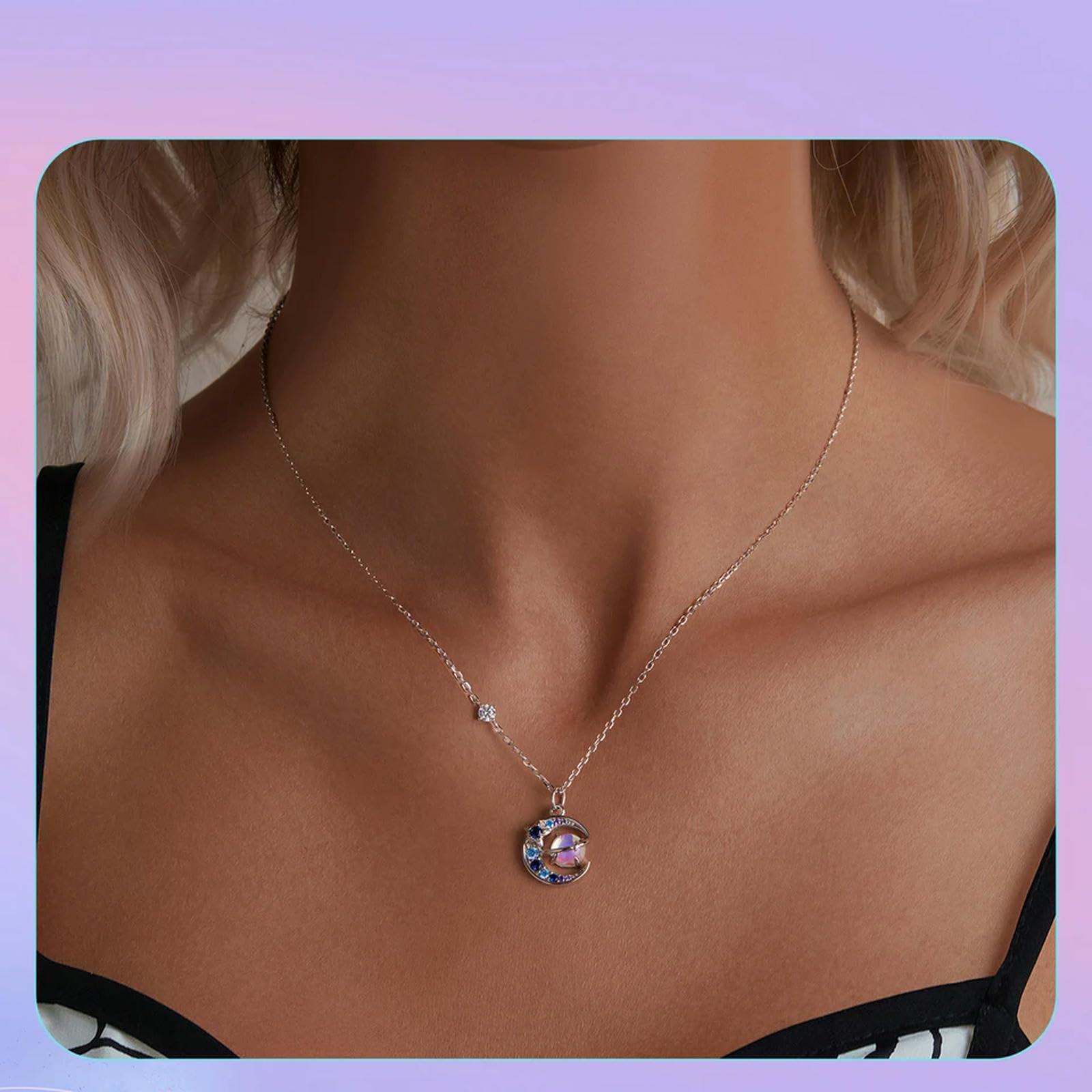 Collar De Planeta En Plata De Ley 925 Con Colgante De Estrella, Luna, Saturno, Universo Y Espacio, Joyería De Cumpleaños, Regalo Para Mujeres Y Niñas.