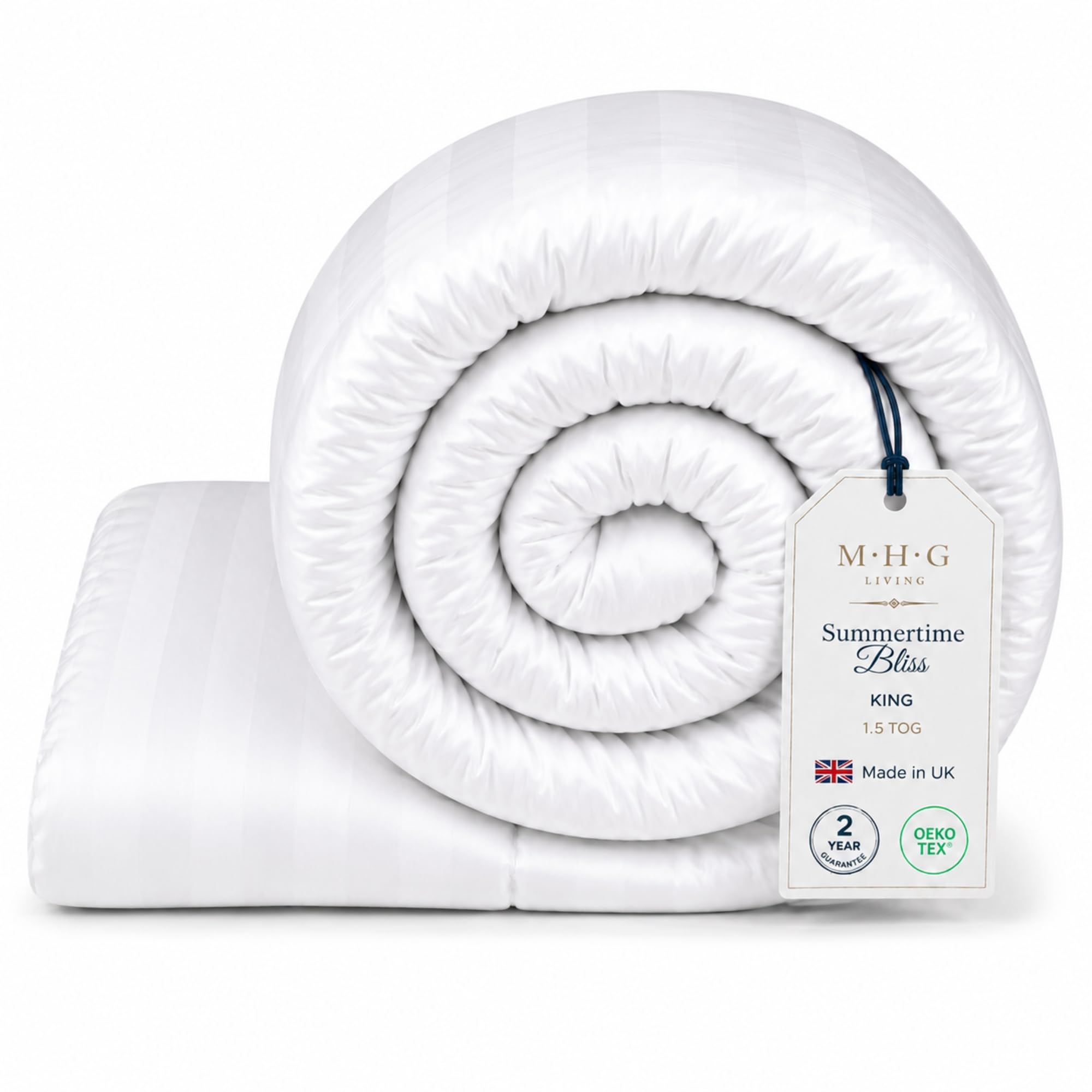 Mhg Living 1.5 Tog Summer King Duvet - Lightweight Cooling Hollowfibre Quilt For Hot Sleepers, Oeko-Tex Certified, Made In Uk, Hypoallergenic & Breathable, Machine Washable Bedding, 230X220cm