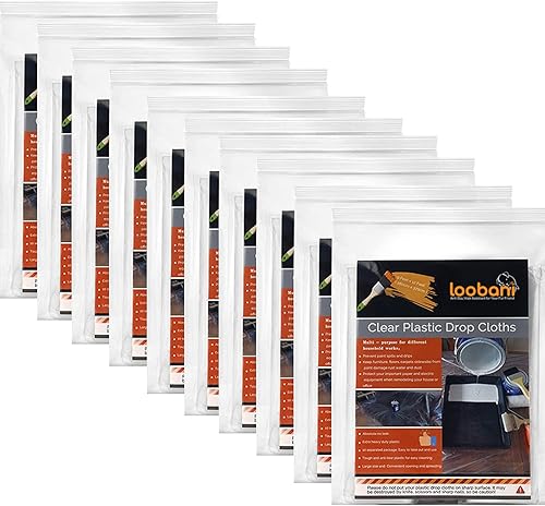 Miniatura 7 de 20 paños de plástico para pintar, impermeable, antipolvo, lona desechable de 9 x 12 pies, para pintar para funda de sofá y funda de muebles