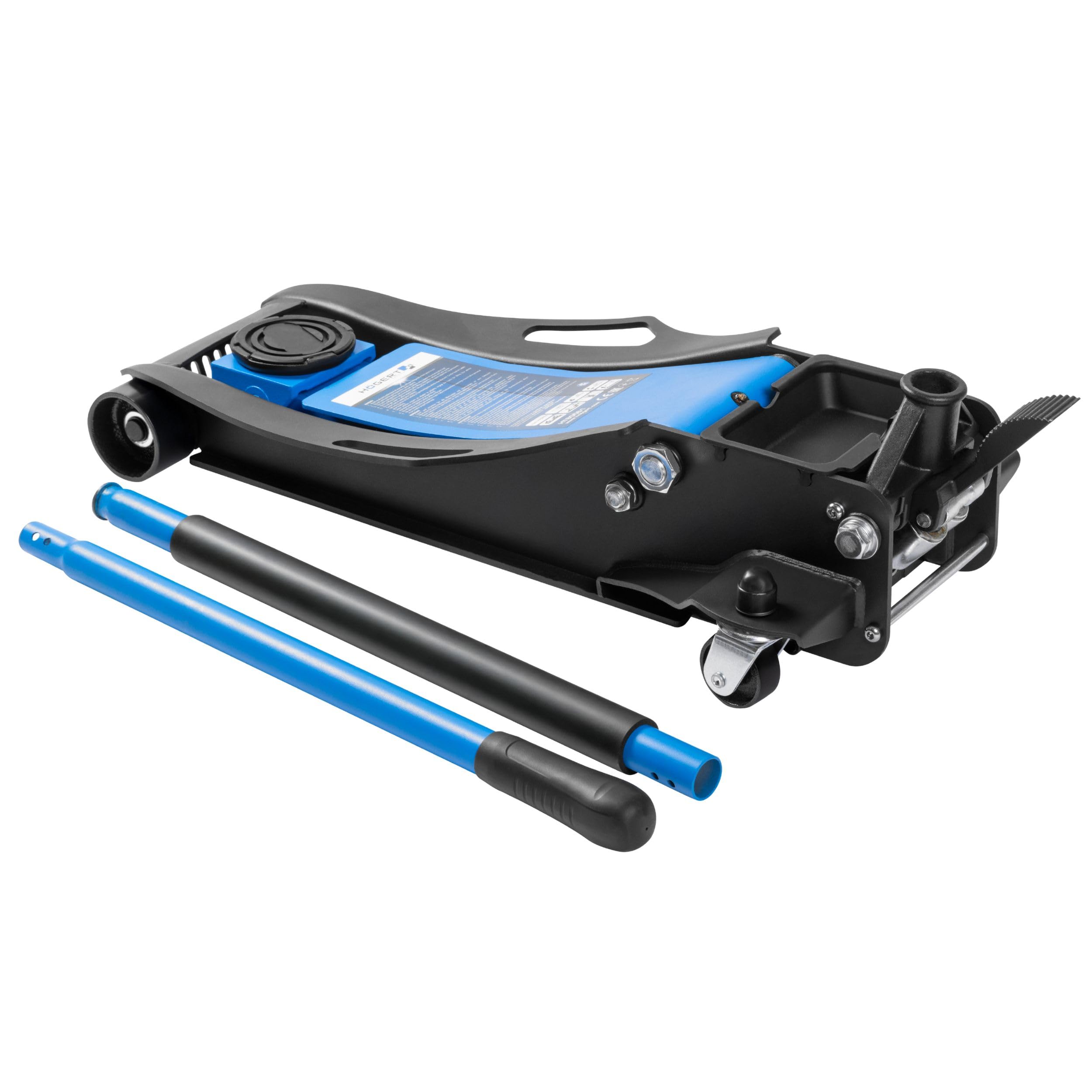 HÖGERT TECHNIK Gato hidráulico 3,5T – Gato hidráulico Plano, Altura de elevación 85 – 595 mm, Compacto y Ligero, Estructura de Acero, Ruedas y válvula de Seguridad, Elevador para Coches