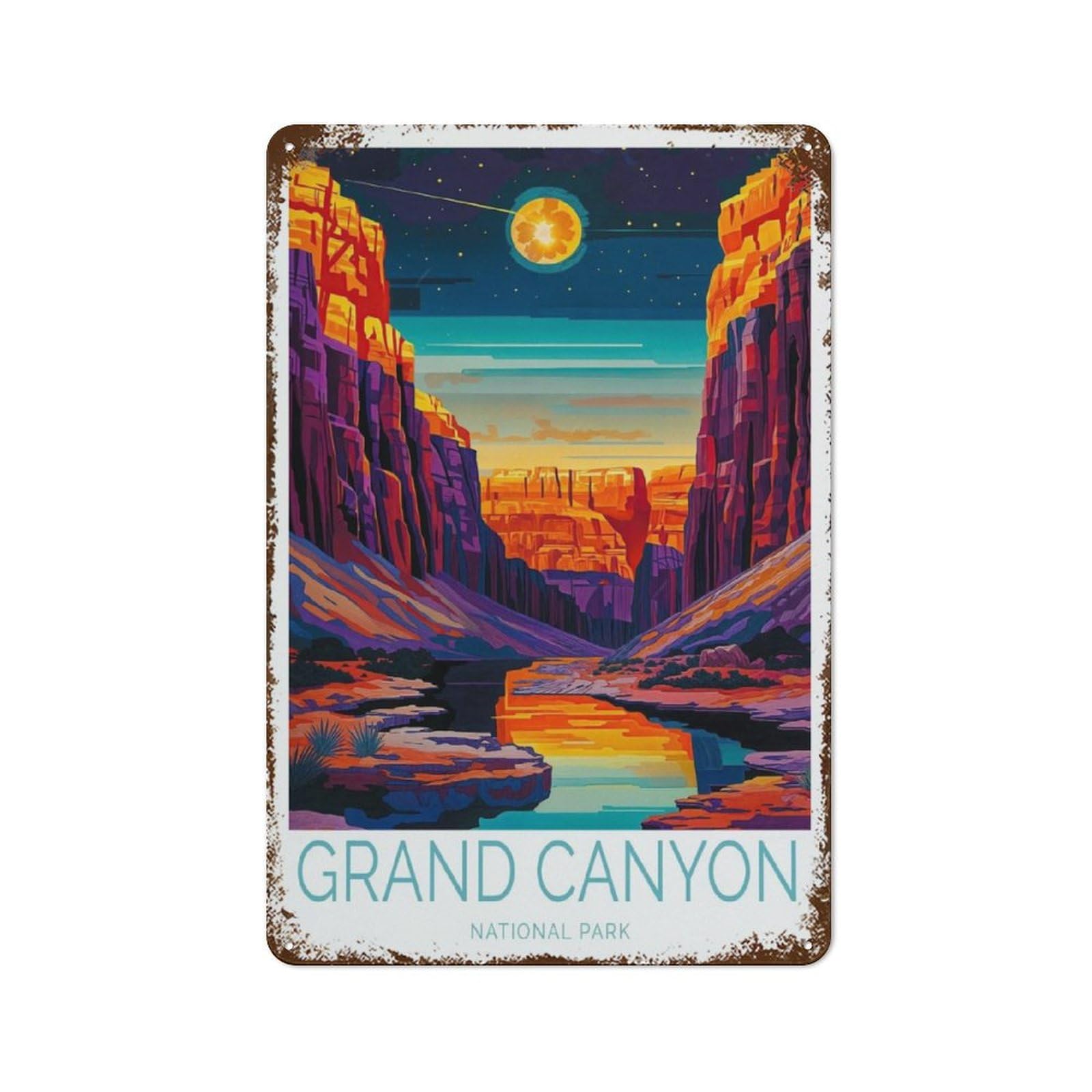 Grand Canyon Metal Tin Sign Travel Poster Print Iron Painting Chic Art Wall Decoration Style8x12inch(20x30cm)