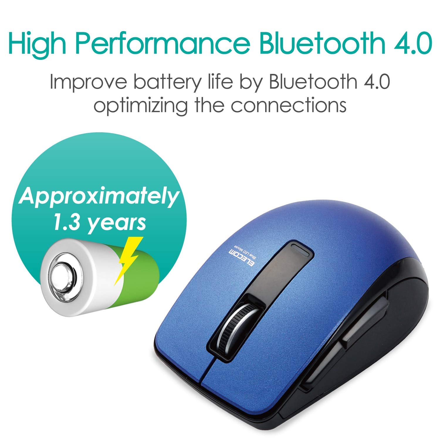 ELECOM-Japan Brand-Bluetooth 4.0 Wireless Mouse Blue LED 5Button 