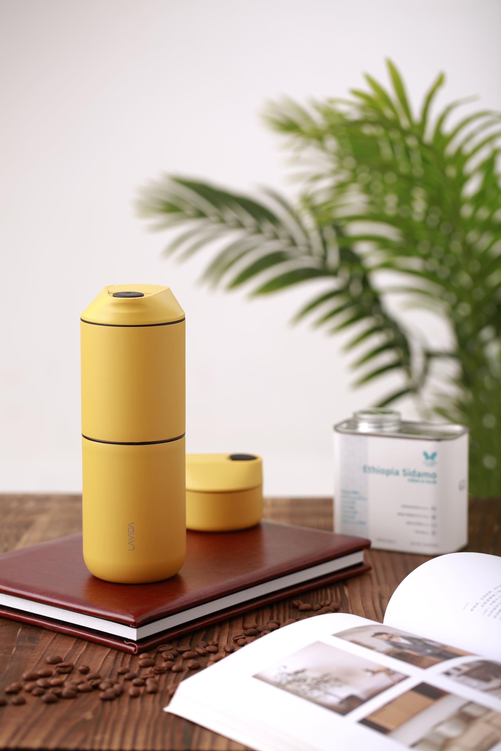 Amazon | LAVIDAラヴィダ ポータブル小型コーヒーメーカー Yellow(ｲｴﾛｰ 