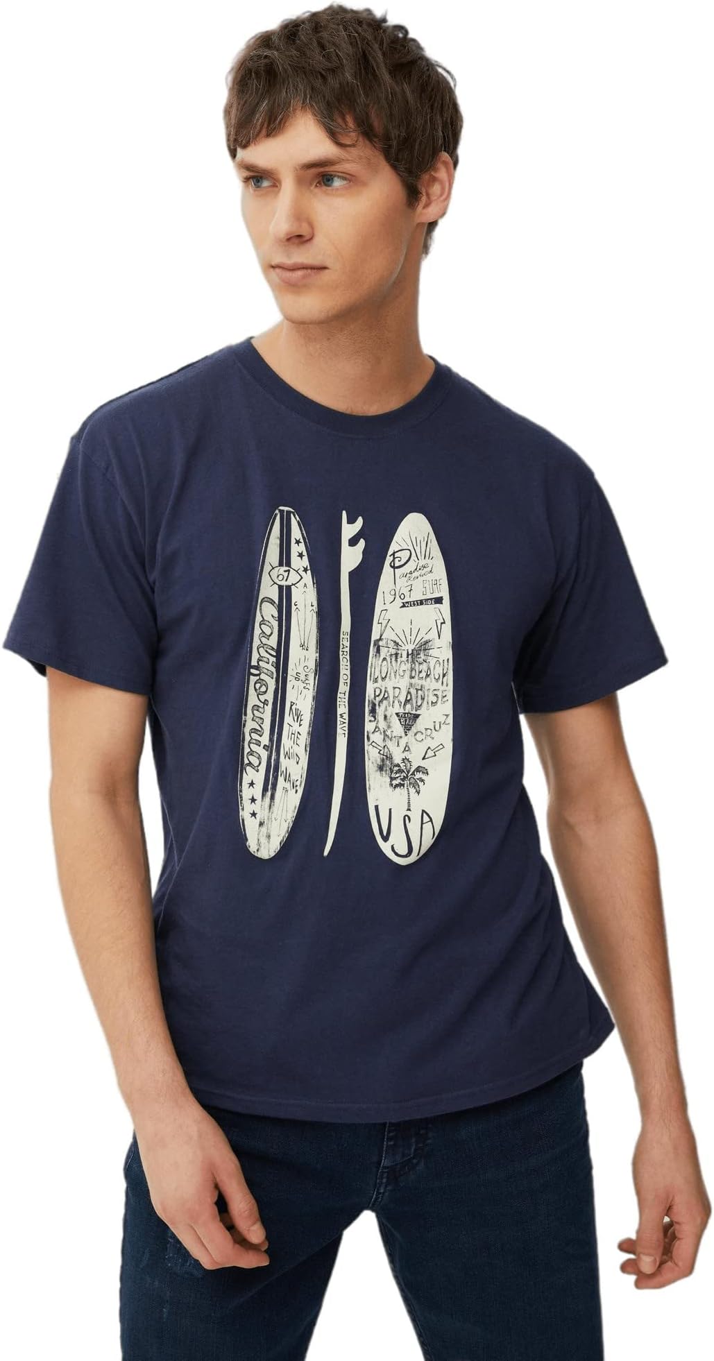Mens Long Beach Surfboard Printed T-Shirt