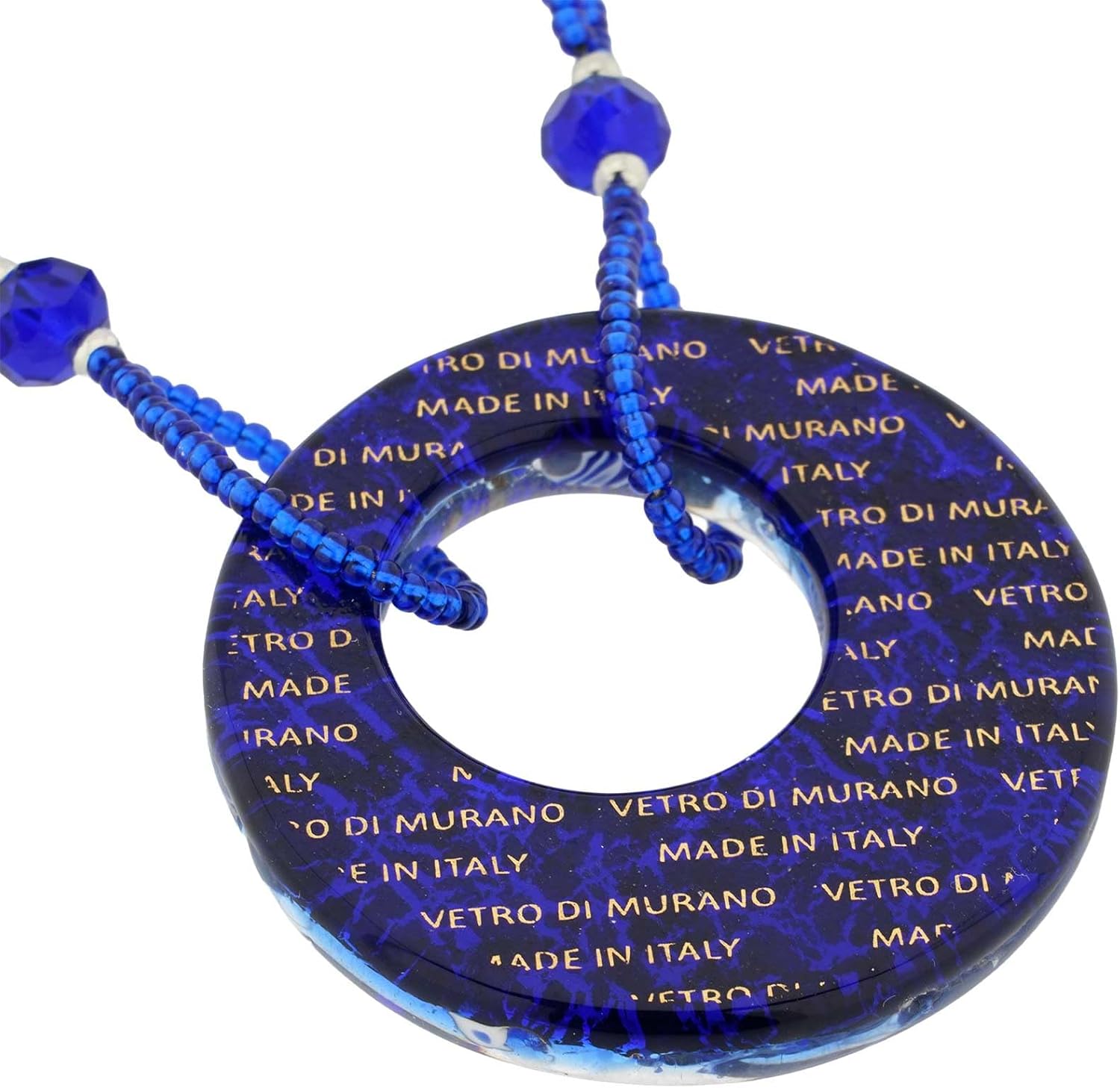 Glass Of Venice Murano Glass Lava Necklace - Blue and Gold