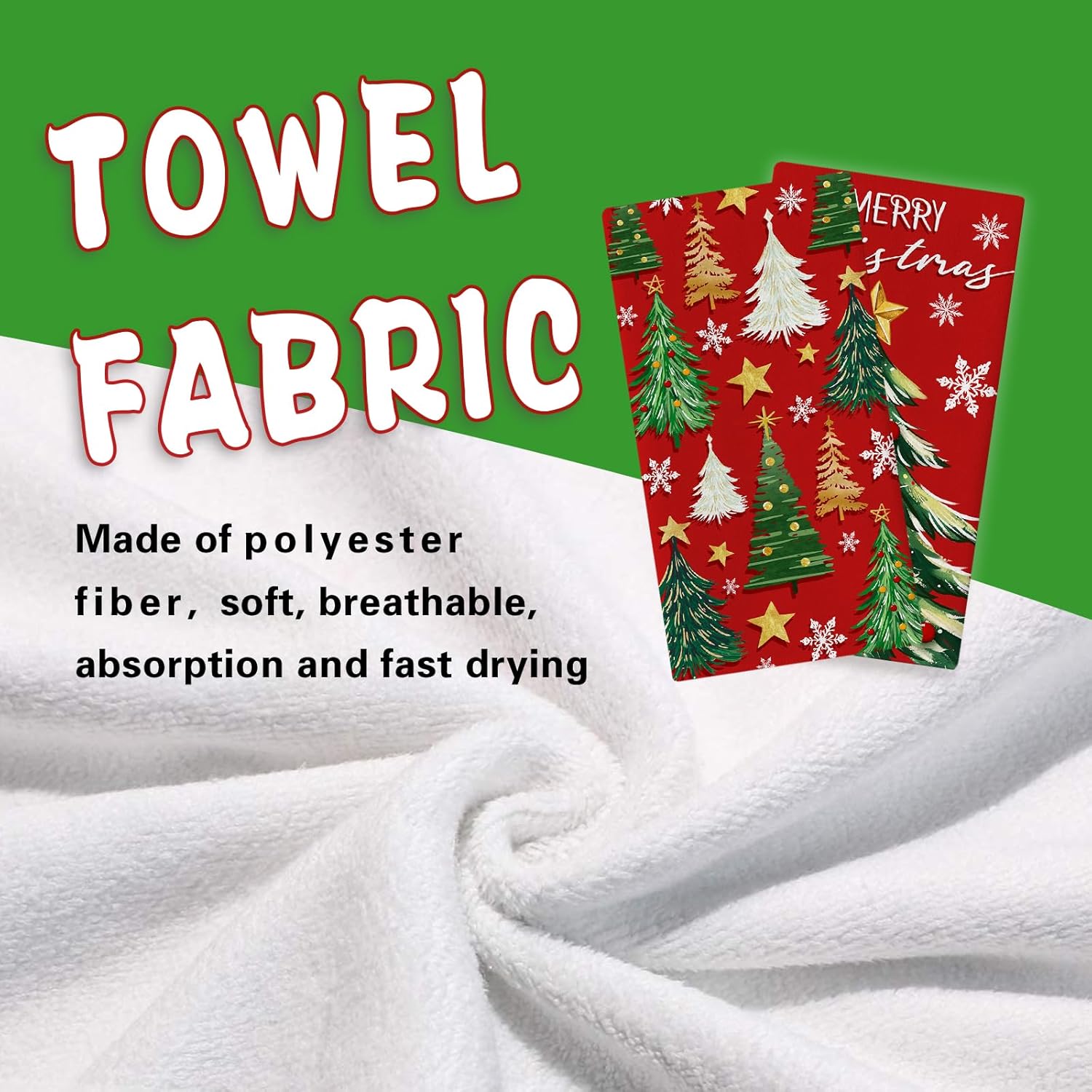 Merry Christmas Tree Red Kitchen Dish Towels Set of 2, Xmas Pine Trees Snowflake Drying Hand Towel Baking Cooking Cloth, Winter Holiday Farmhouse Bathroom Home Decoration 18 x 26 Inches - Image 4