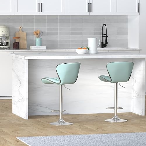 Miniatura 44 de Leopard- Bancos de barra giratorios, ajustables, con respaldo de piel sintética acolchada A-shell Espalda/Gris,Marrón,Caqui,Gris claro,Celeste,beige