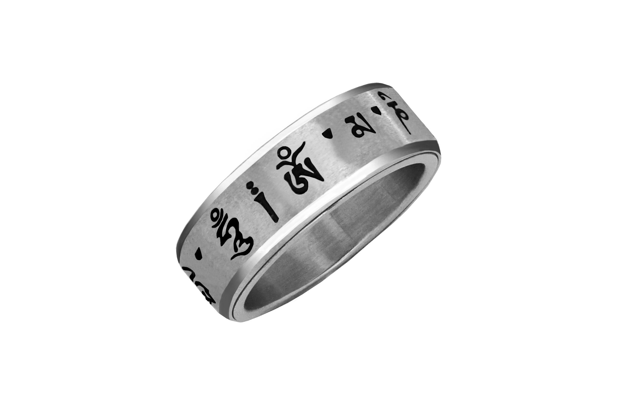 Retroworks Fidget Ring - Tibetan Buddhist Mantra Ring (Spinner Ring) Om Mani Padme Hum (Medium)